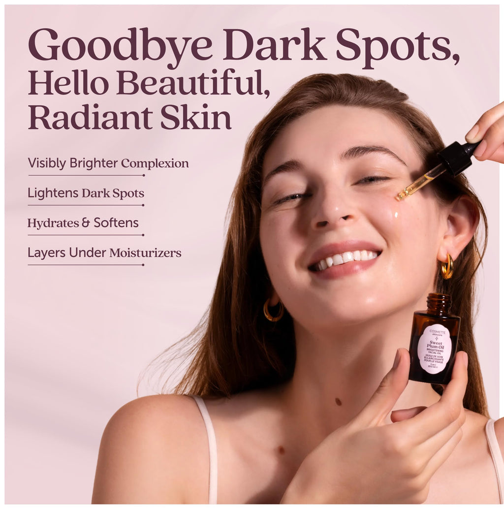 Cosmette Skincare Sweet Plum Vitamin C & 4% Squalane Serum | Brightening, Dark Spot & Hydration