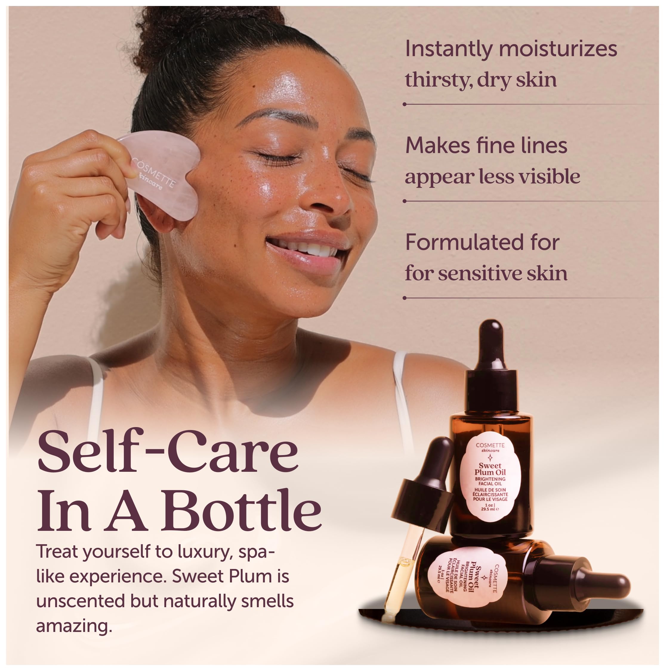 Cosmette Skincare Sweet Plum Vitamin C & 4% Squalane Serum | Brightening, Dark Spot & Hydration