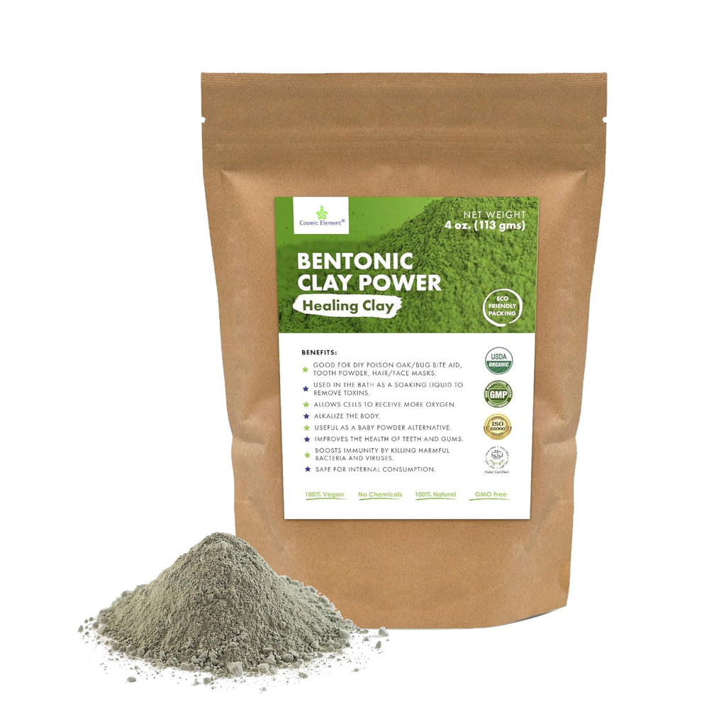 Cosmic Element 100% Pure Calcium Bentonite Clay Powder – Food Grade, Vegan, 4 oz