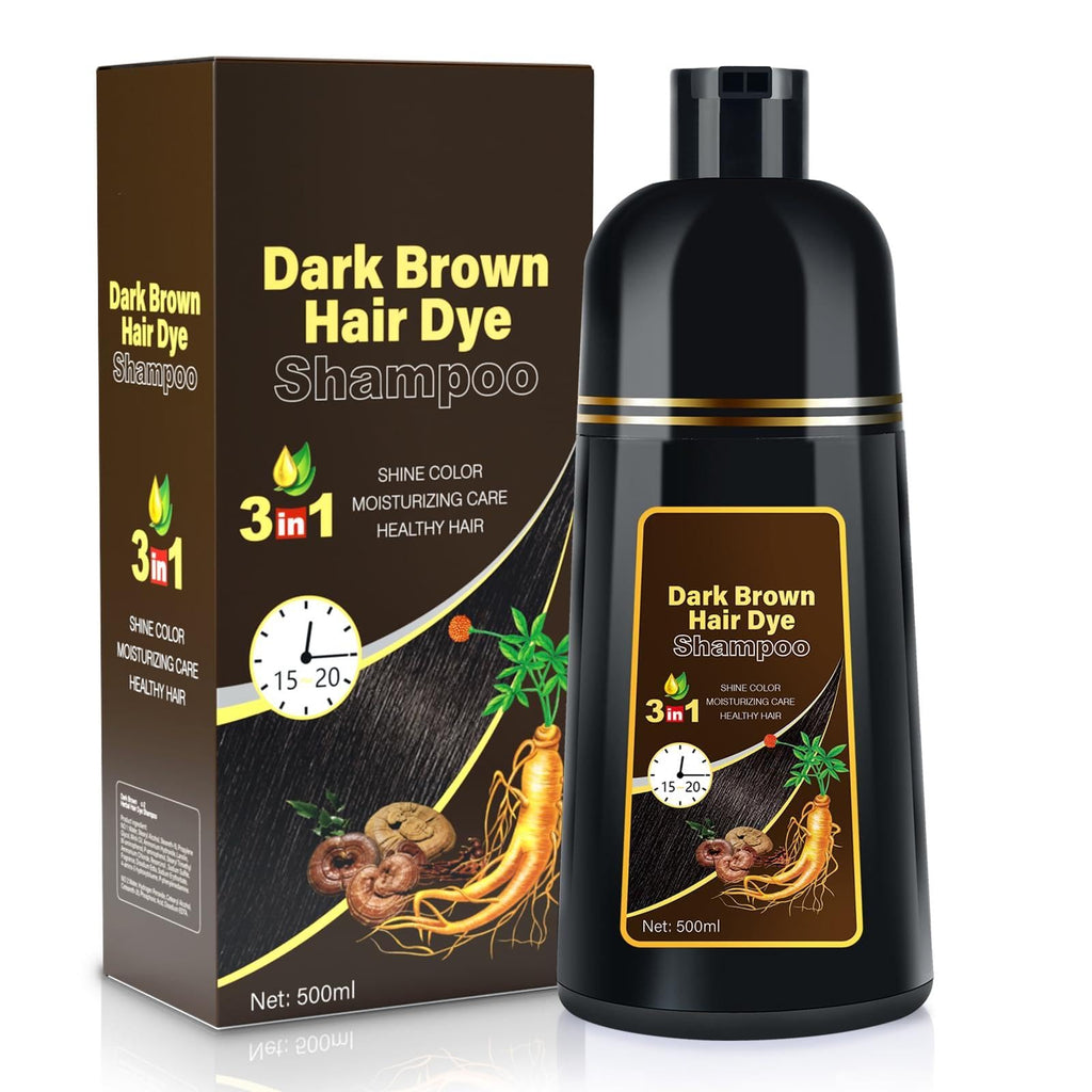 Cosmpro Dark Brown Hair Dye Shampoo 3-in-1 – Semi-Permanent Gray Coverage, 16.9 fl oz