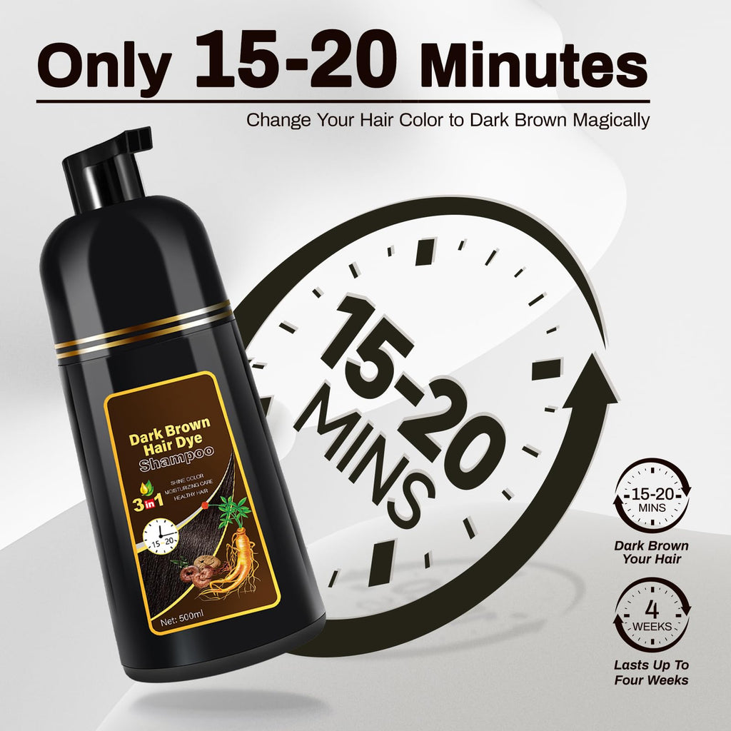 Cosmpro Dark Brown Hair Dye Shampoo 3-in-1 – Semi-Permanent Gray Coverage, 16.9 fl oz