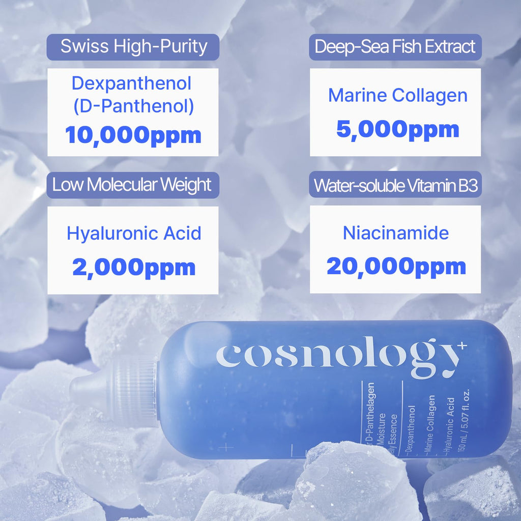 COSNOLOGY+ 150ml Hydrating & Soothing Essence with Hyaluronic Acid, Marine Collagen & Dexpanthenol | K-Beauty Skincare