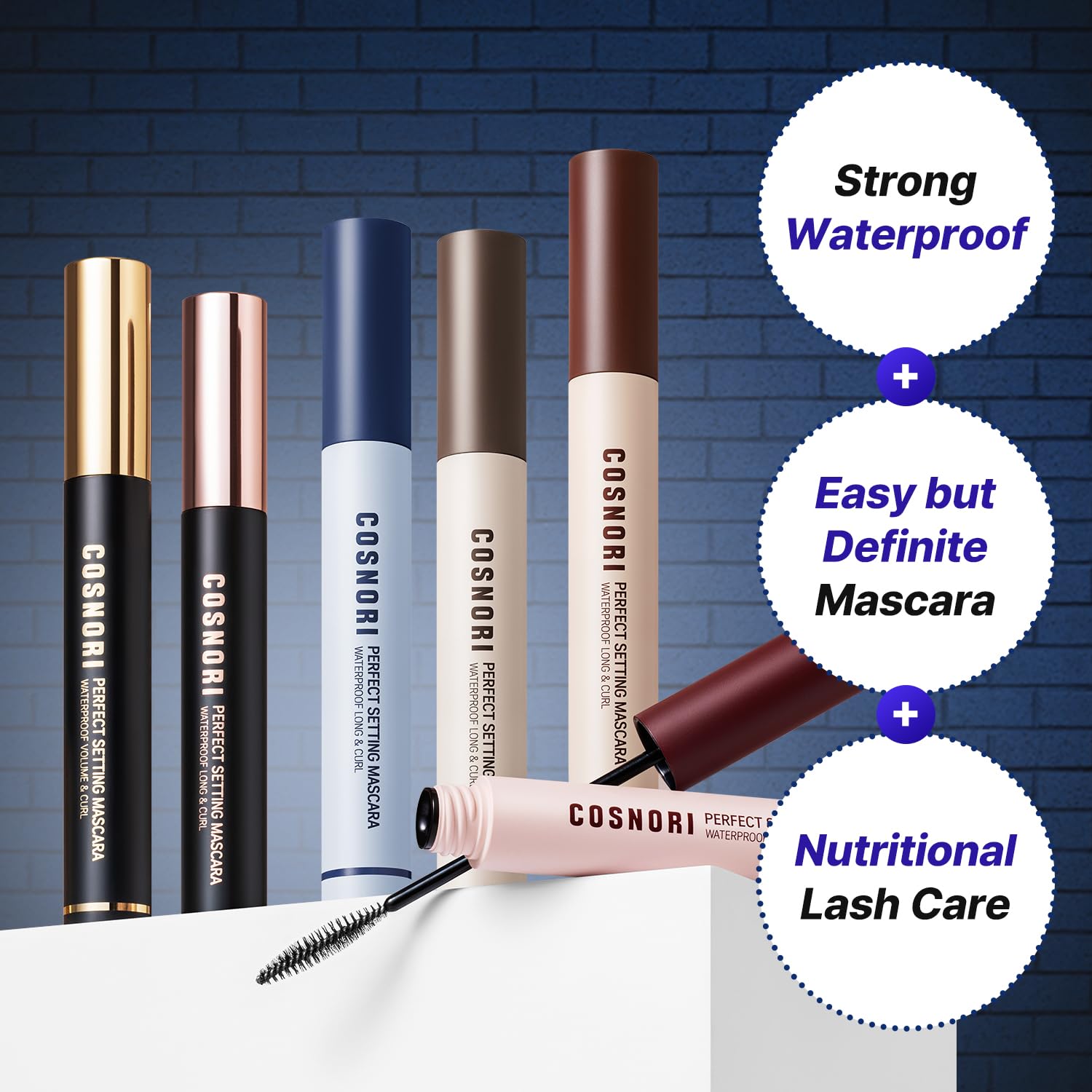 COSNORI Perfect Setting Waterproof Mascara Long&Curl 04 Deep Ash – Smudge-Proof, Long-Lasting Lash Definition (Korea)