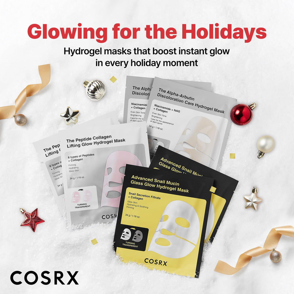 COSRX Glow-Boosting Face Mask Gift Set – Snail Mucin, 6 Peptides & Alpha-Arbutin