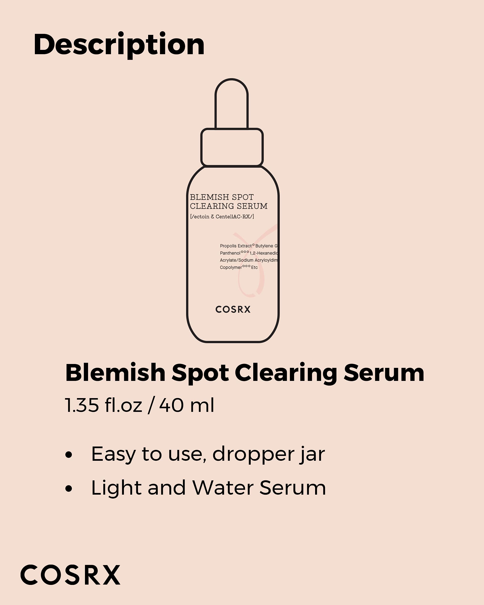 COSRX AC Collection Blemish Spot Clearing Serum – Centella, Niacinamide, EGF, 40ml