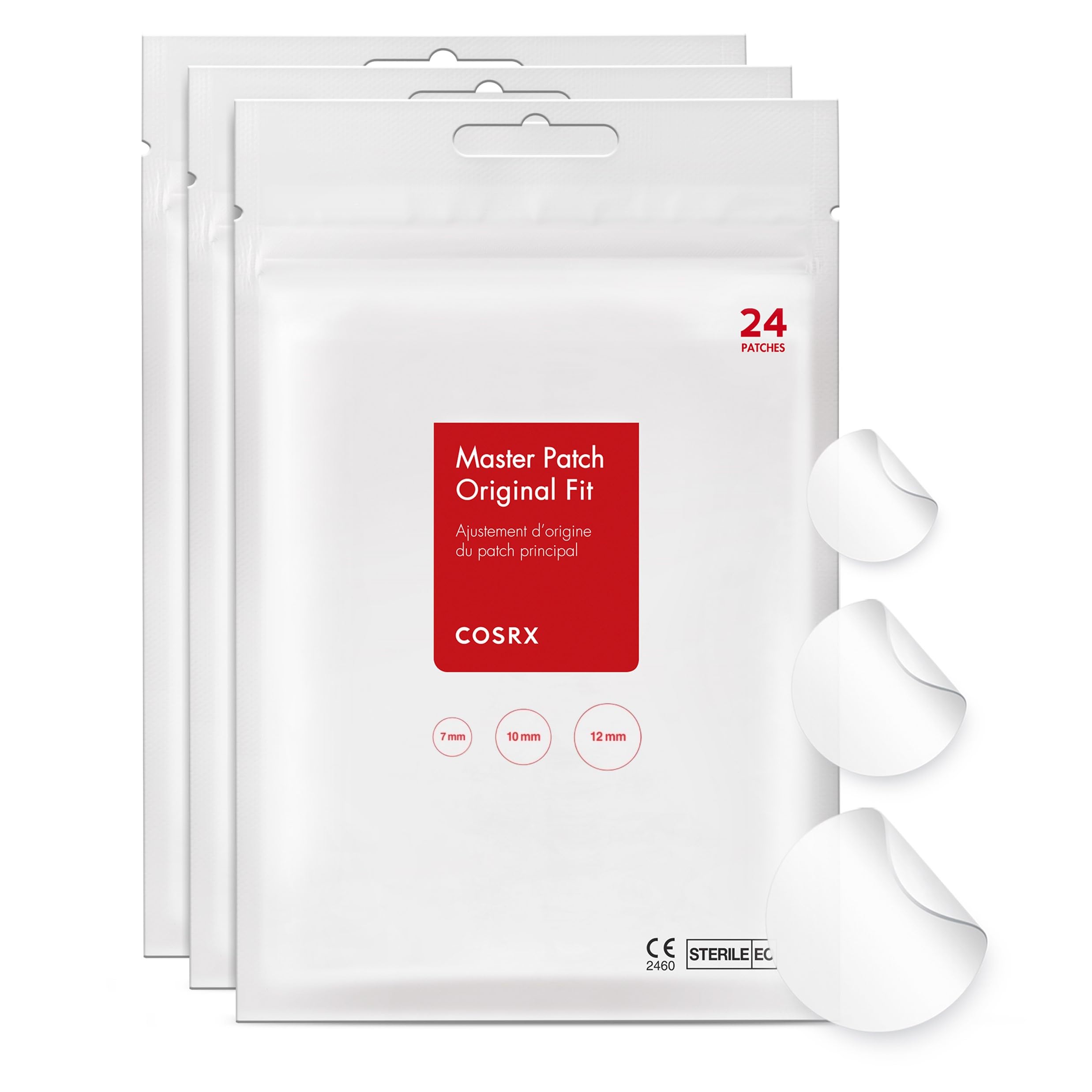 COSRX Acne Pimple Patch Original — Absorbing Hydrocolloid, 3 Sizes, 24 Patches, Animal Testing-FREE
