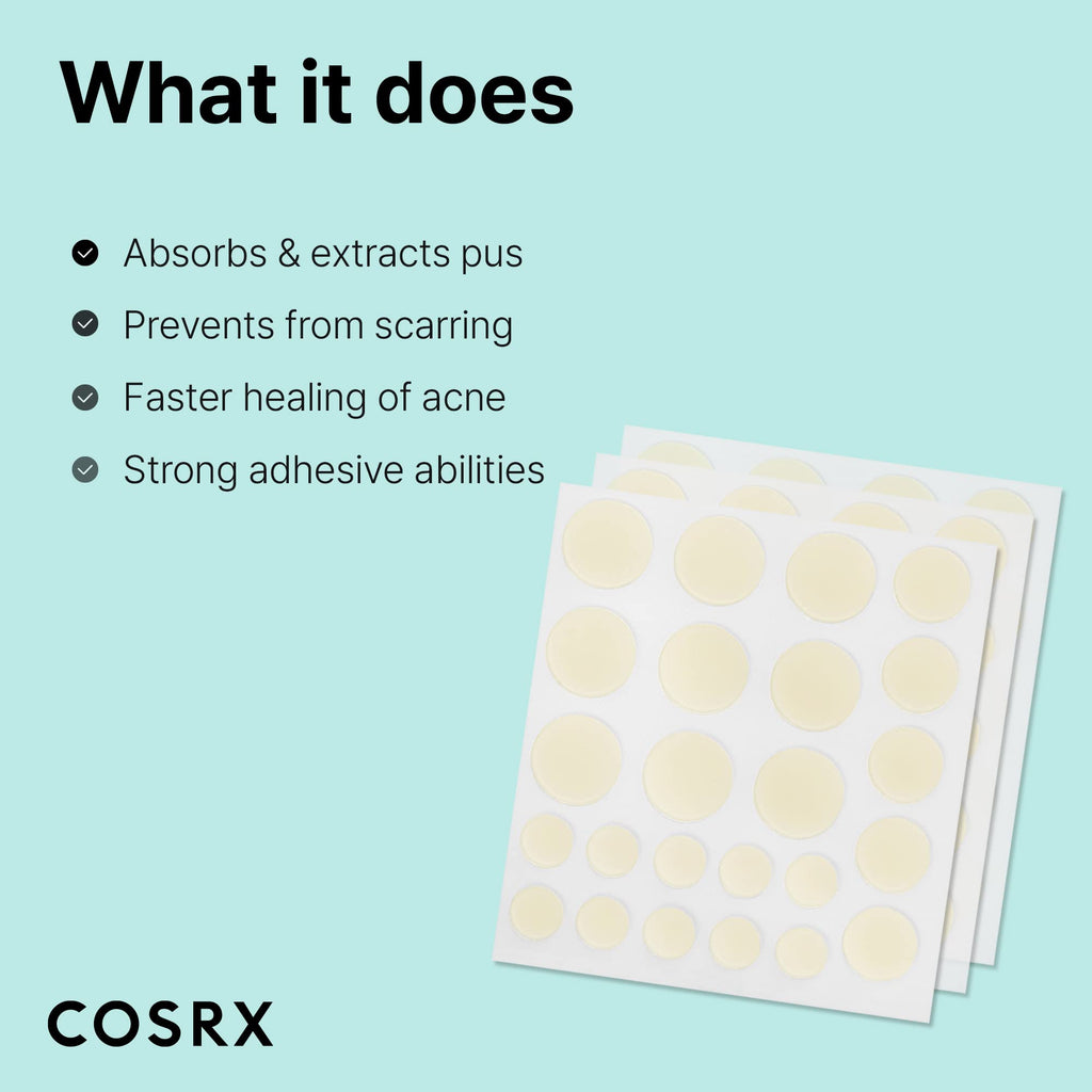 COSRX Acne Pimple Patch Original — Absorbing Hydrocolloid, 3 Sizes, 24 Patches, Animal Testing-FREE