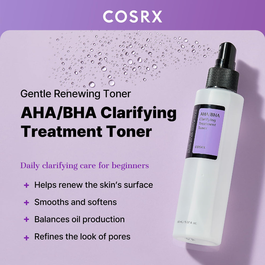 COSRX AHA/BHA Treatment Toner – Gentle Exfoliating Mist for Pores & Texture (5.07 fl oz / 150 ml)
