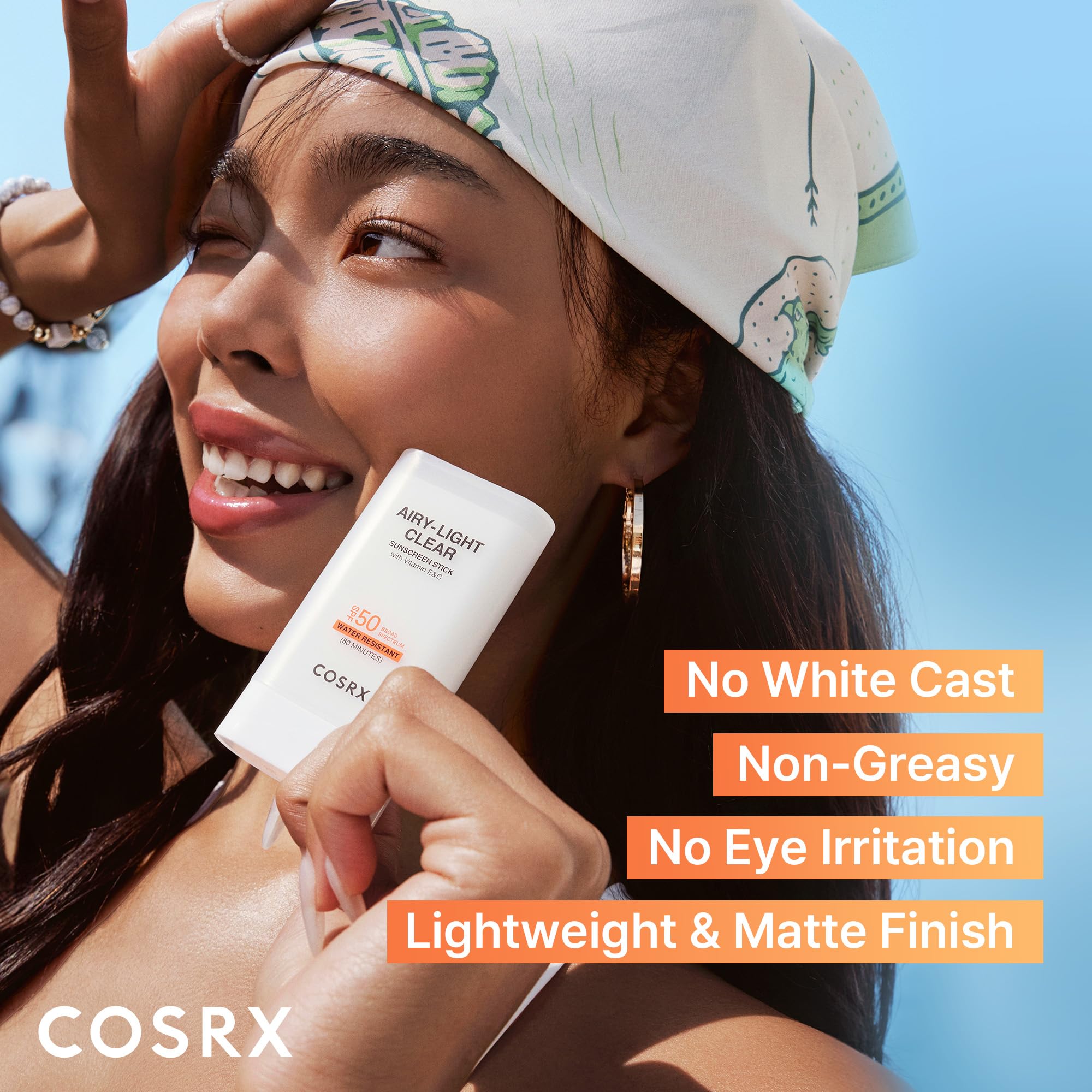 COSRX Airy-Light Clear Sunscreen Stick SPF 50 | Matte Finish, Vitamin E & C, 0.67 oz (19 g)