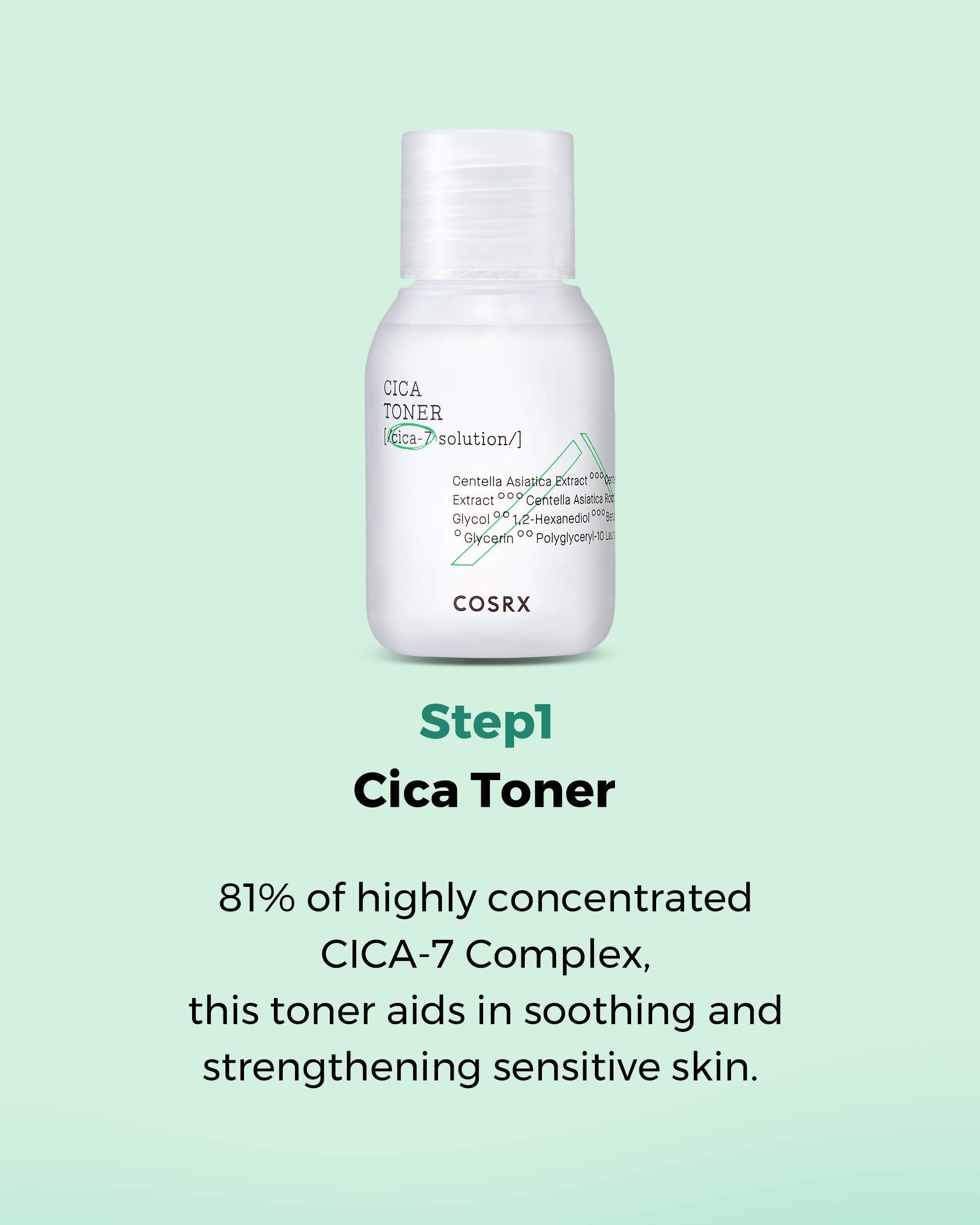 COSRX CICA Relief Kit — Toner, Serum & Cream for Sensitive Skin | Travel Size Gift Set