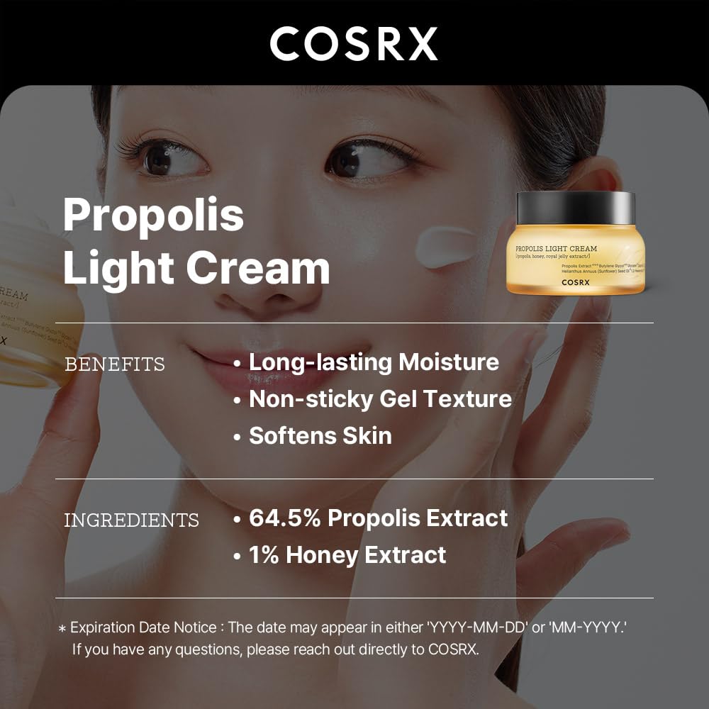 COSRX Full Fit Propolis Light Cream – 64.5% Propolis, Hydrating Day & Night Moisturizer