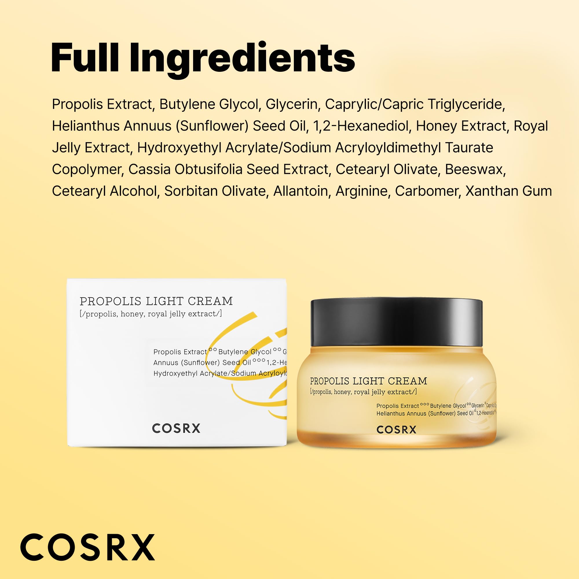 COSRX Full Fit Propolis Light Cream – 64.5% Propolis, Hydrating Day & Night Moisturizer