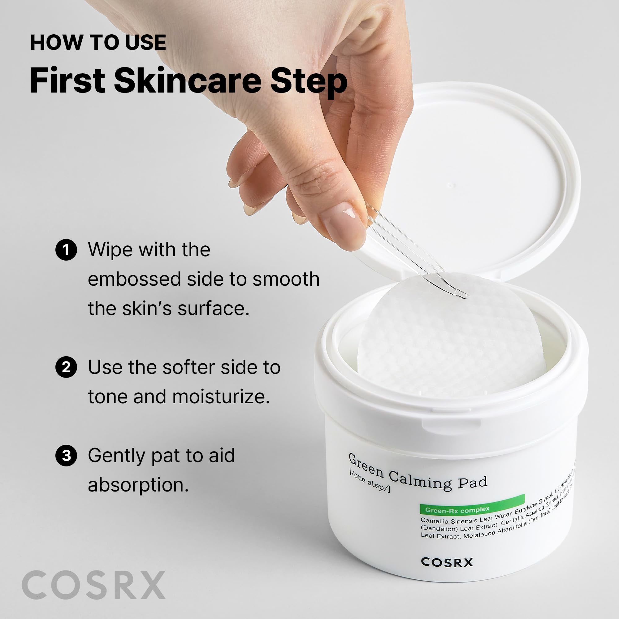 COSRX Green Calming Pads – Exfoliating Pads for Sensitive Skin, 70 Sheets
