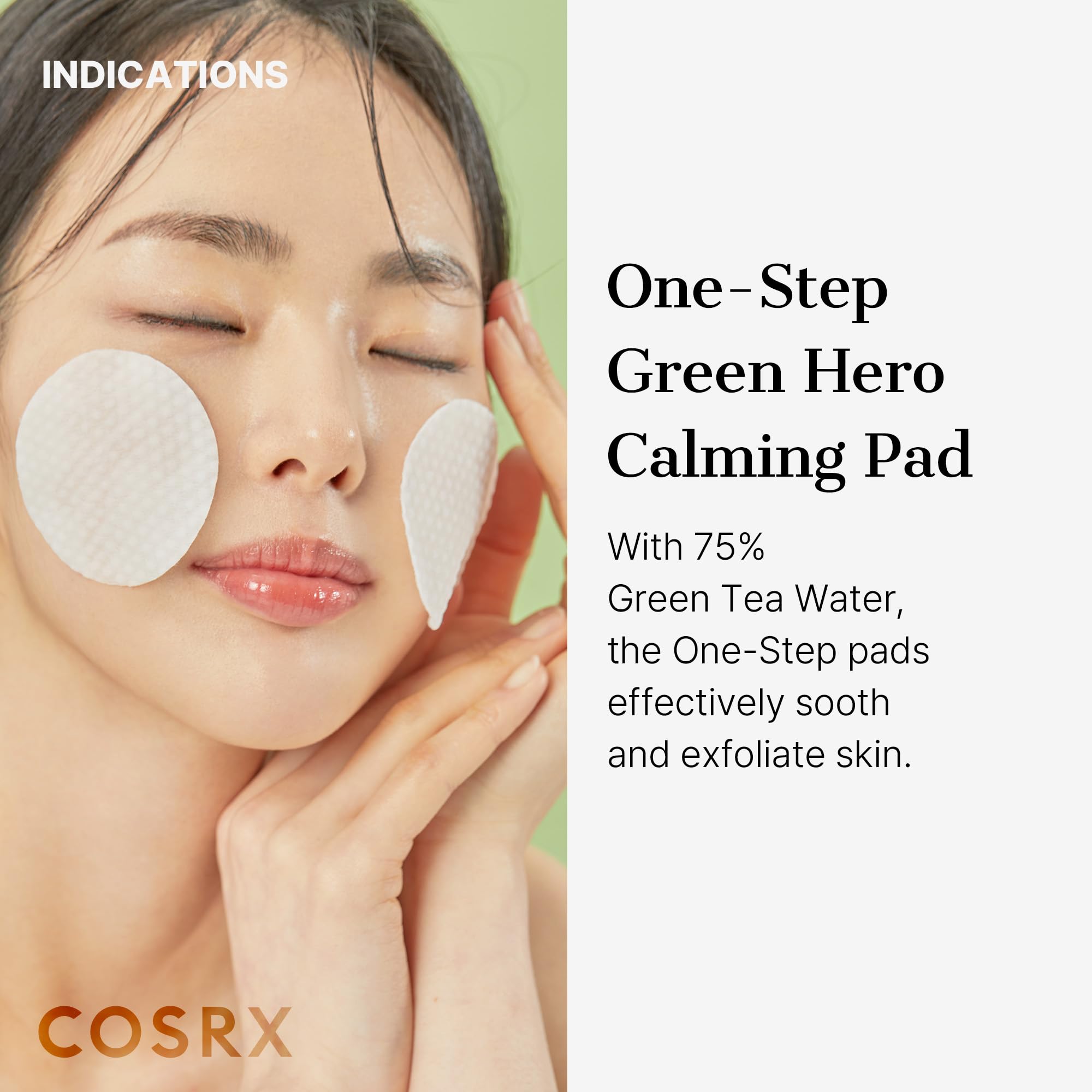 COSRX Green Calming Pads – Exfoliating Pads for Sensitive Skin, 70 Sheets