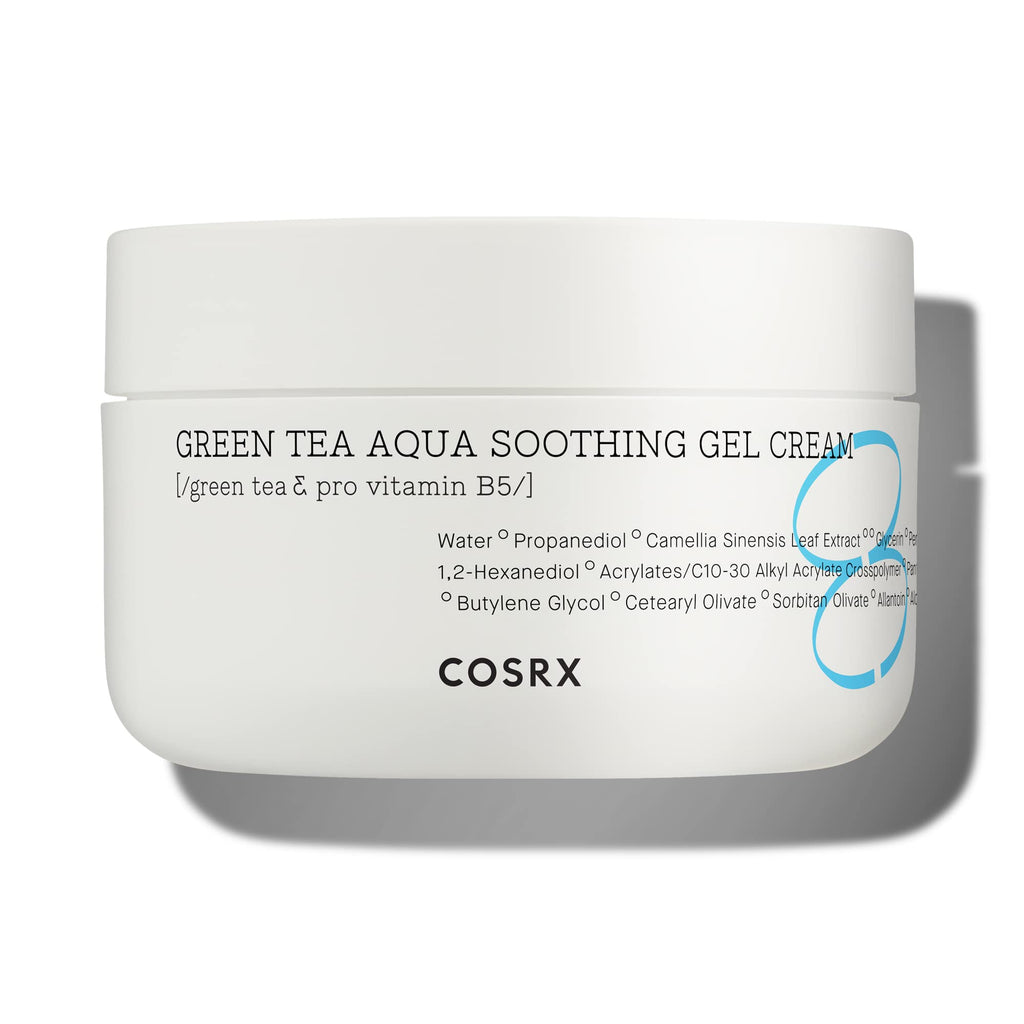 COSRX Hydrium Green Tea Aqua Gel Cream — Lightweight 50ml, Aloe & Camellia, Paraben Free