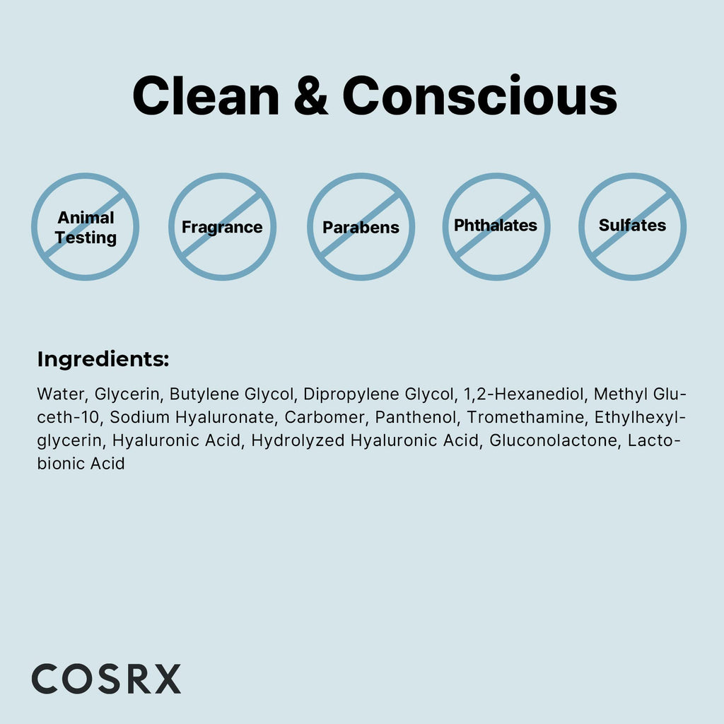 COSRX Hydrium Triple Hyaluronic Moisture Ampoule 40ml | Hyaluronic Acid Serum | Korean Skin Care, Animal Testing Free, Paraben Free