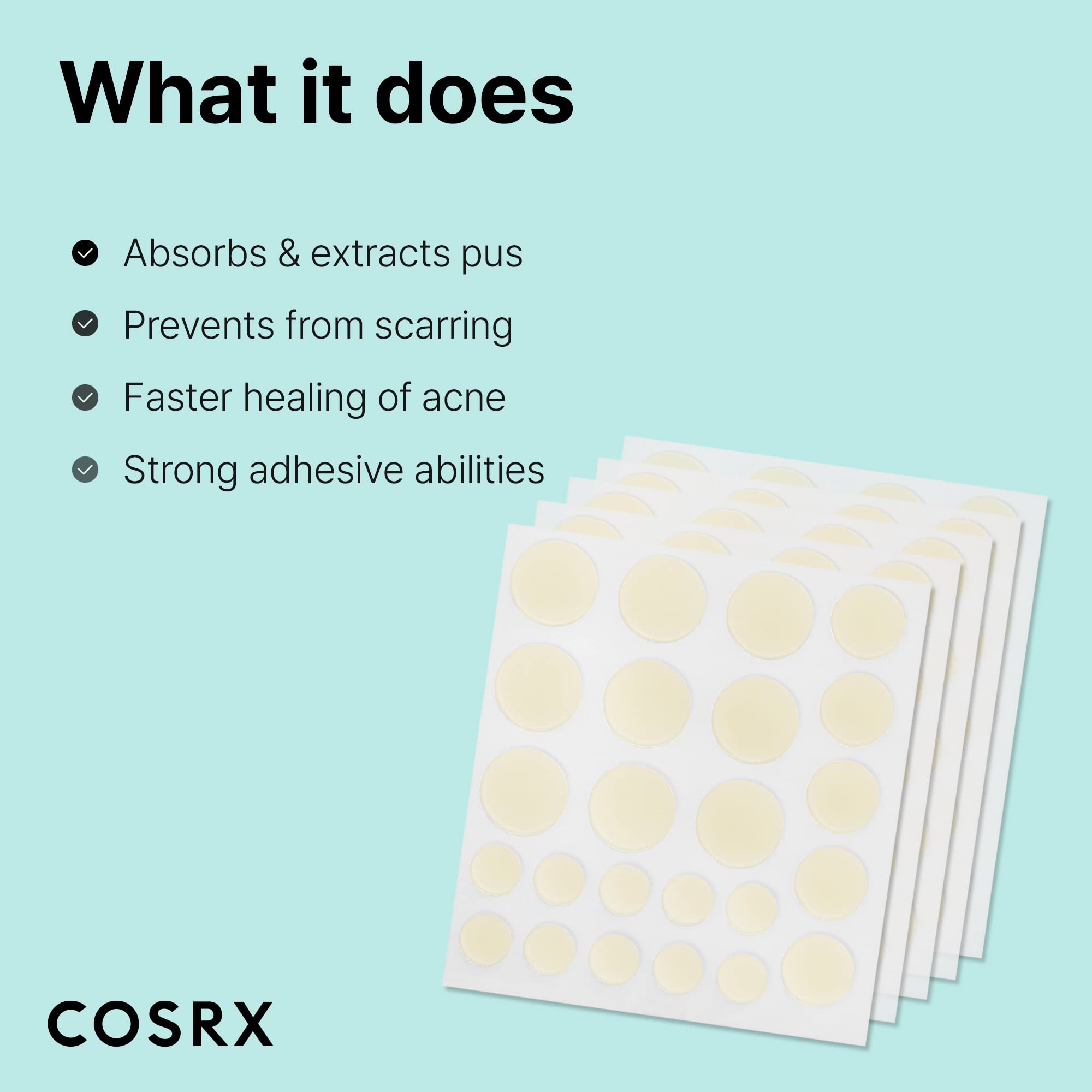 COSRX Acne Pimple Patch Original – 3 Sizes, Hydrocolloid Zits Cover (120 Count, Pack of 5)