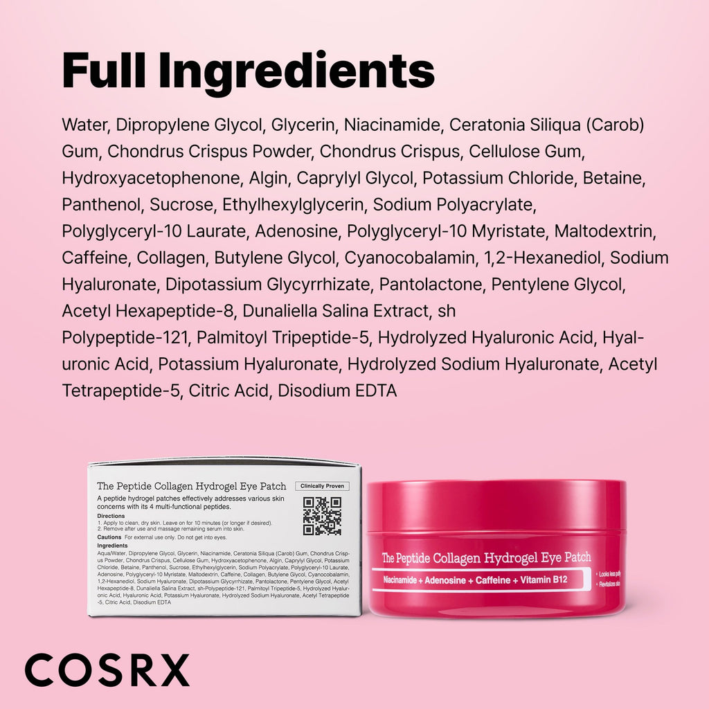 COSRX Pink Edition Eye Patches – Limited 60-Count Collagen Hydrogel Under-Eye Masks