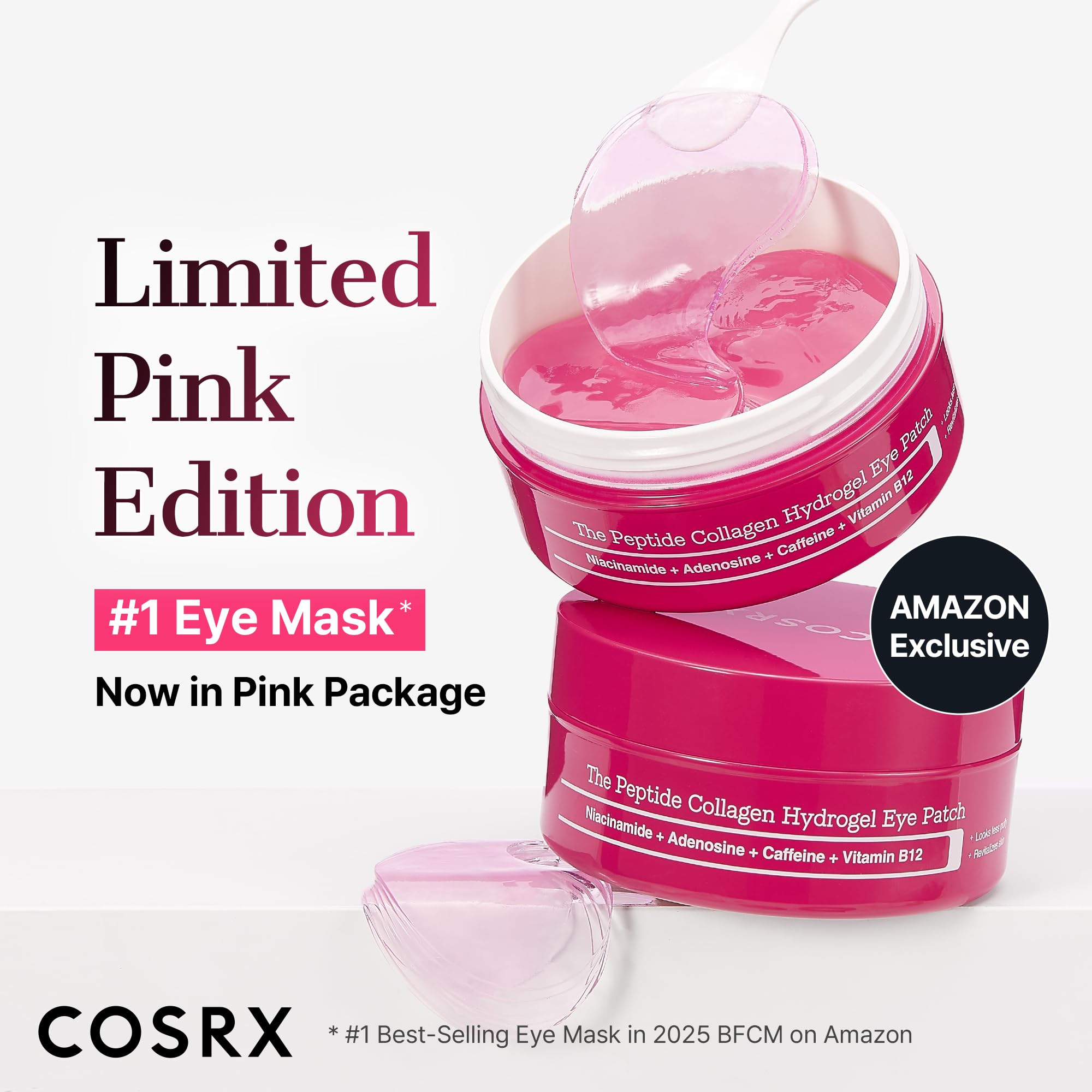 COSRX Pink Edition Eye Patches – Limited 60-Count Collagen Hydrogel Under-Eye Masks