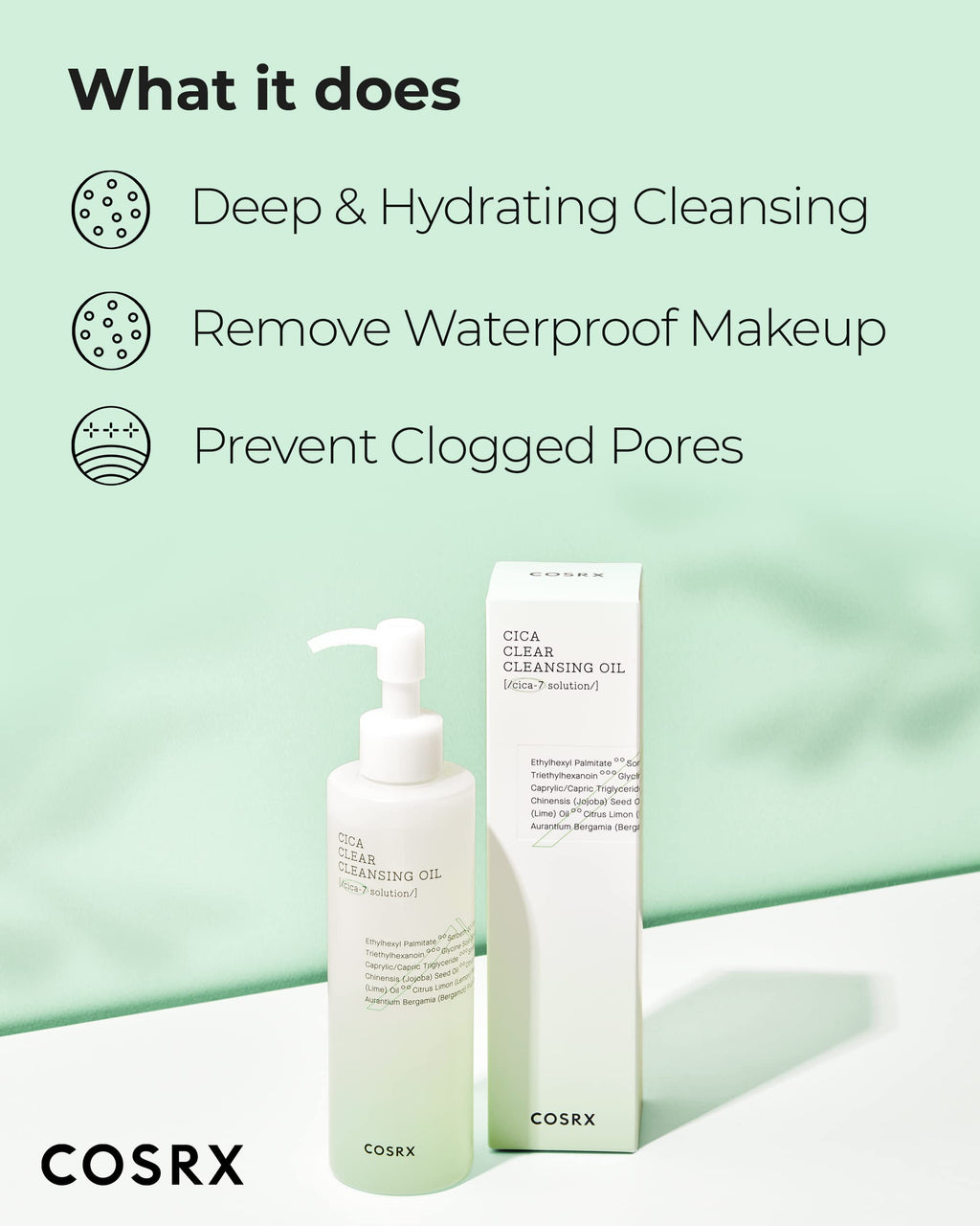 COSRX Pure Fit Cica Cleansing Oil – Gentle, Hydrating Cleanser for Sensitive Skin | CICA-7 Complex, Jojoba Seed Oil