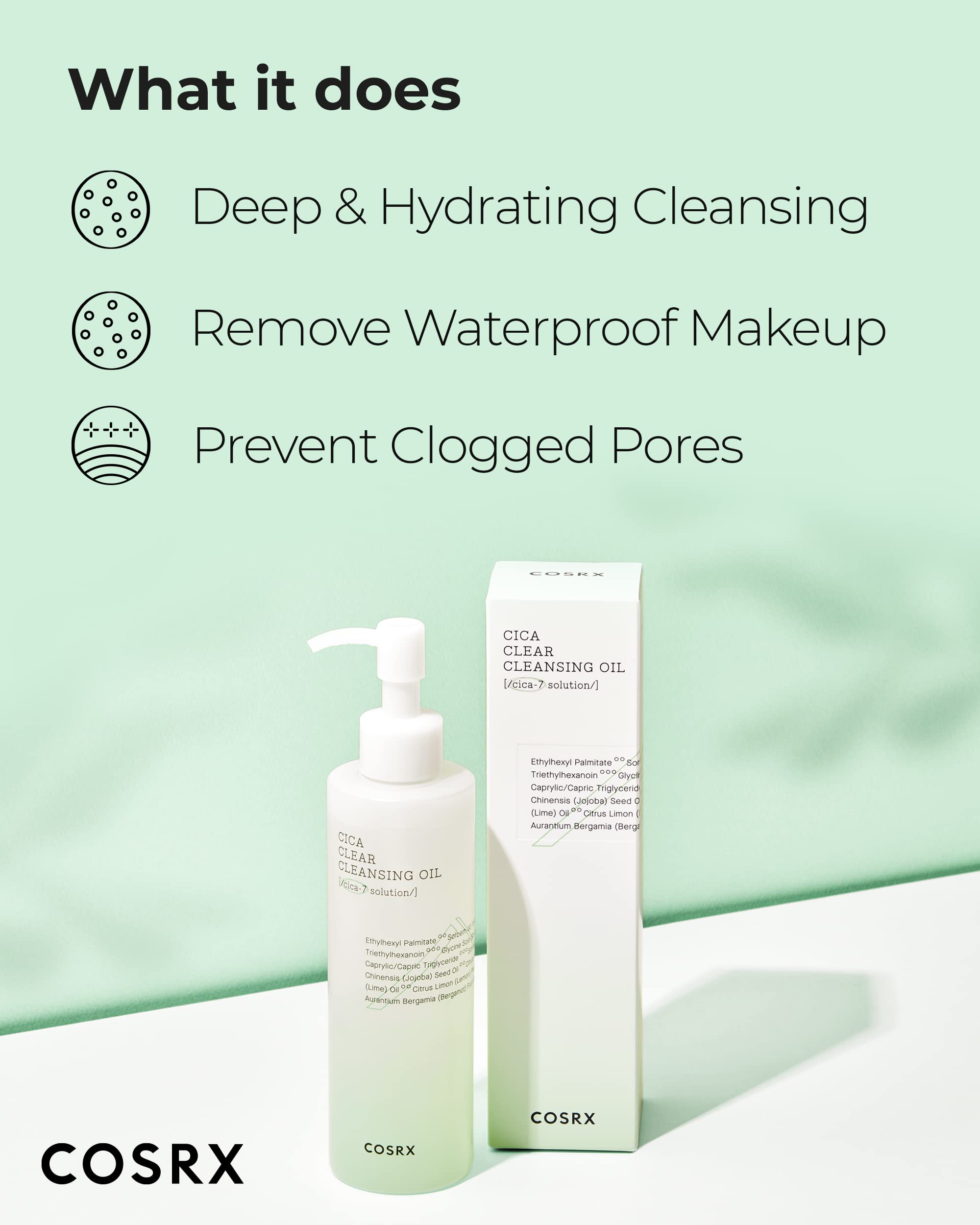 COSRX Pure Fit Cica Cleansing Oil – Gentle, Hydrating Cleanser for Sensitive Skin | CICA-7 Complex, Jojoba Seed Oil