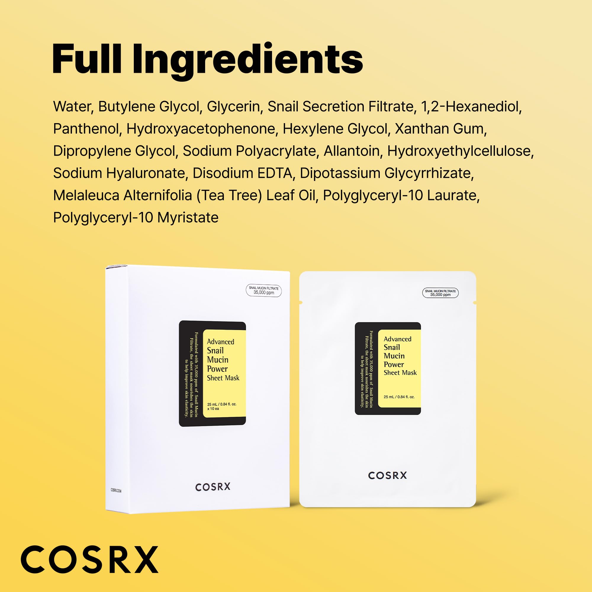 COSRX Snail Mucin Sheet Mask – Hydration for Dry & Sensitive Skin | Not Tested on Animals