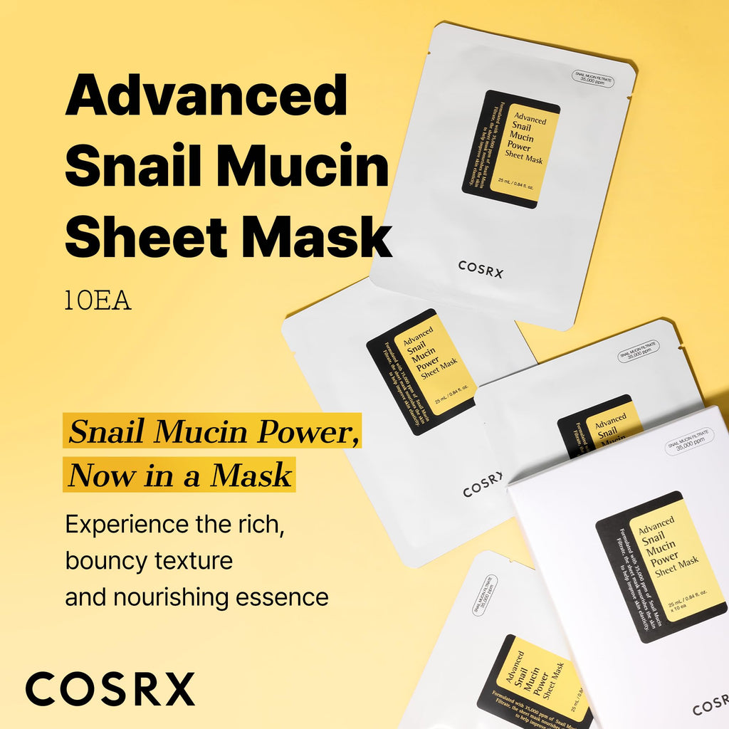 COSRX Snail Mucin Sheet Mask – Hydration for Dry & Sensitive Skin | Not Tested on Animals