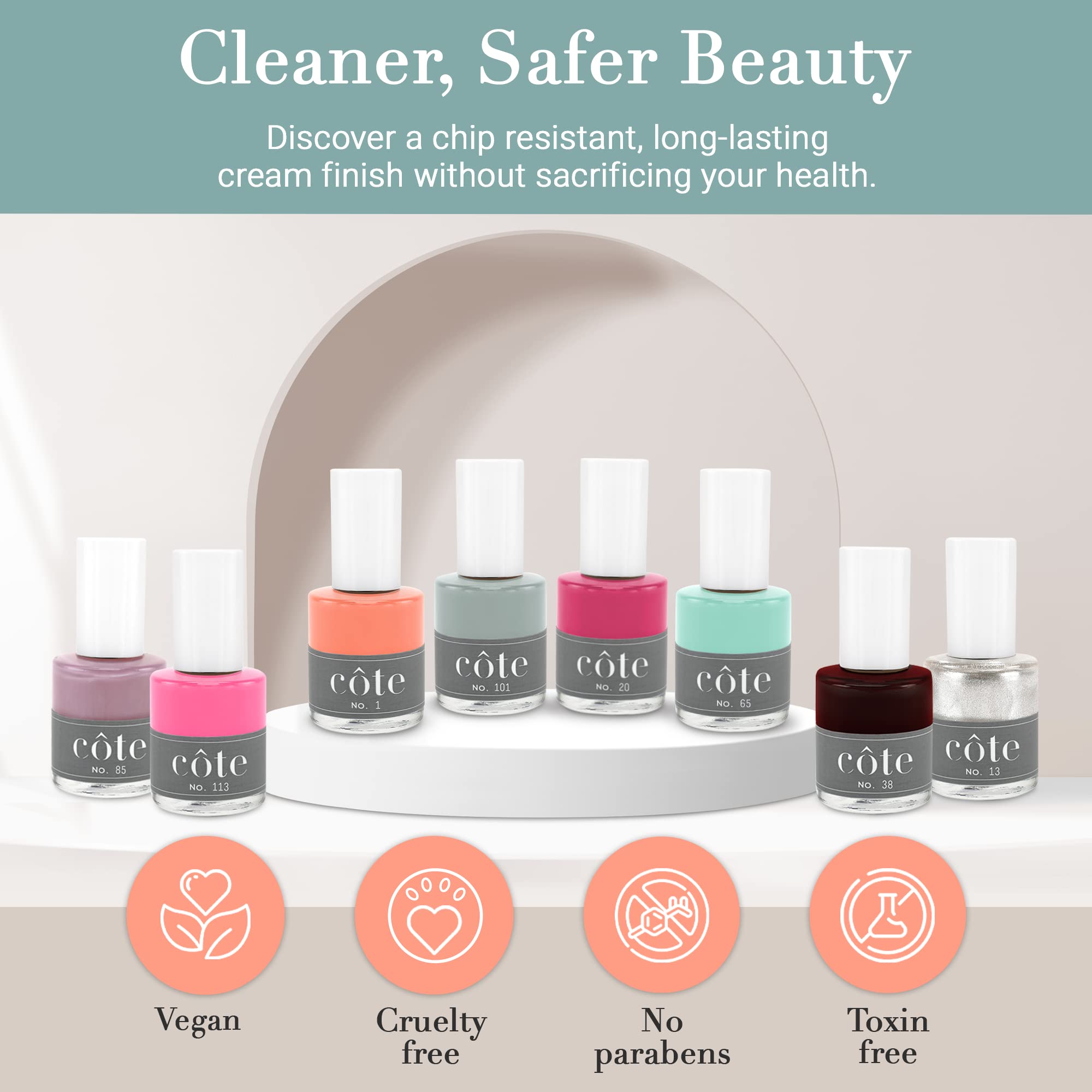 Côte Nail Polish No.122 Caramel Clay Brown – Quick Dry, Vegan, Cruelty-Free, Chip-Resistant (0.4 oz)
