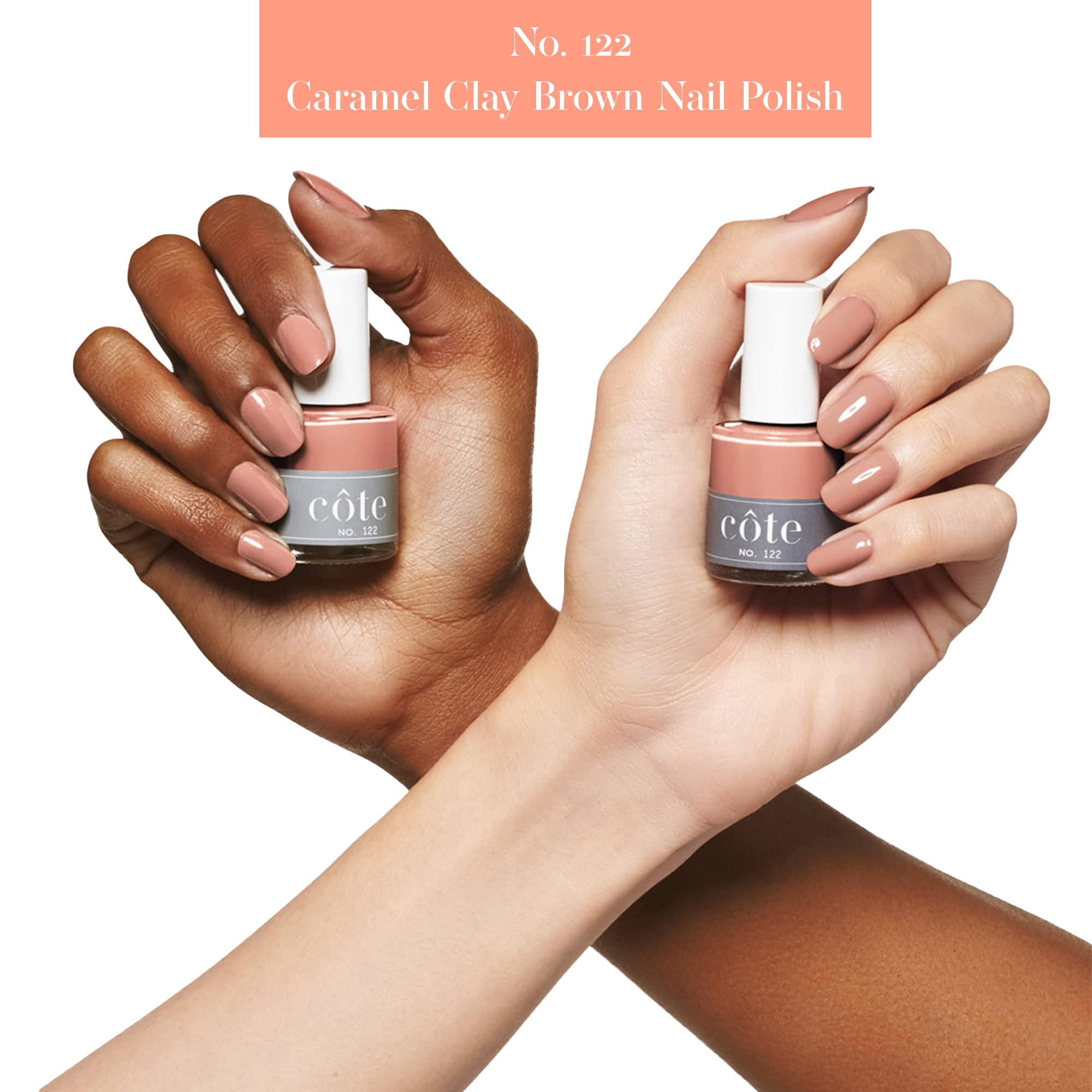 Côte Nail Polish No.122 Caramel Clay Brown – Quick Dry, Vegan, Cruelty-Free, Chip-Resistant (0.4 oz)