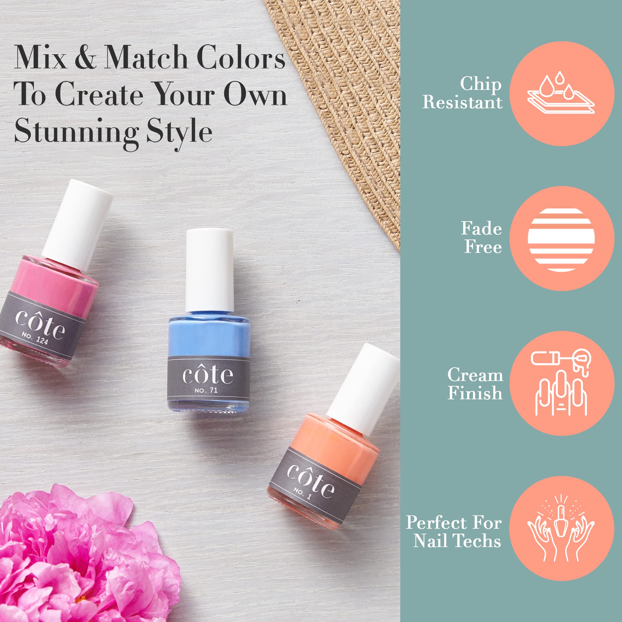 Côte Nail Polish No.122 Caramel Clay Brown – Quick Dry, Vegan, Cruelty-Free, Chip-Resistant (0.4 oz)