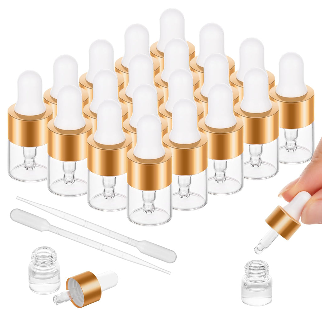 COTOM 100 Pack Mini Dropper Bottles 1ml – Leak-Proof Travel Vials for Oils, Perfume & DIY Blends