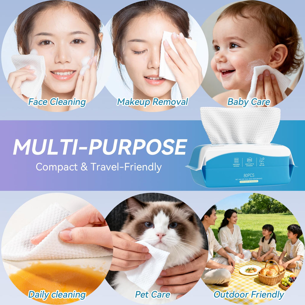 Cotpuredy Face Towels – Disposable Biodegradable Cleansing Towelettes (480 ct, 6 packs)