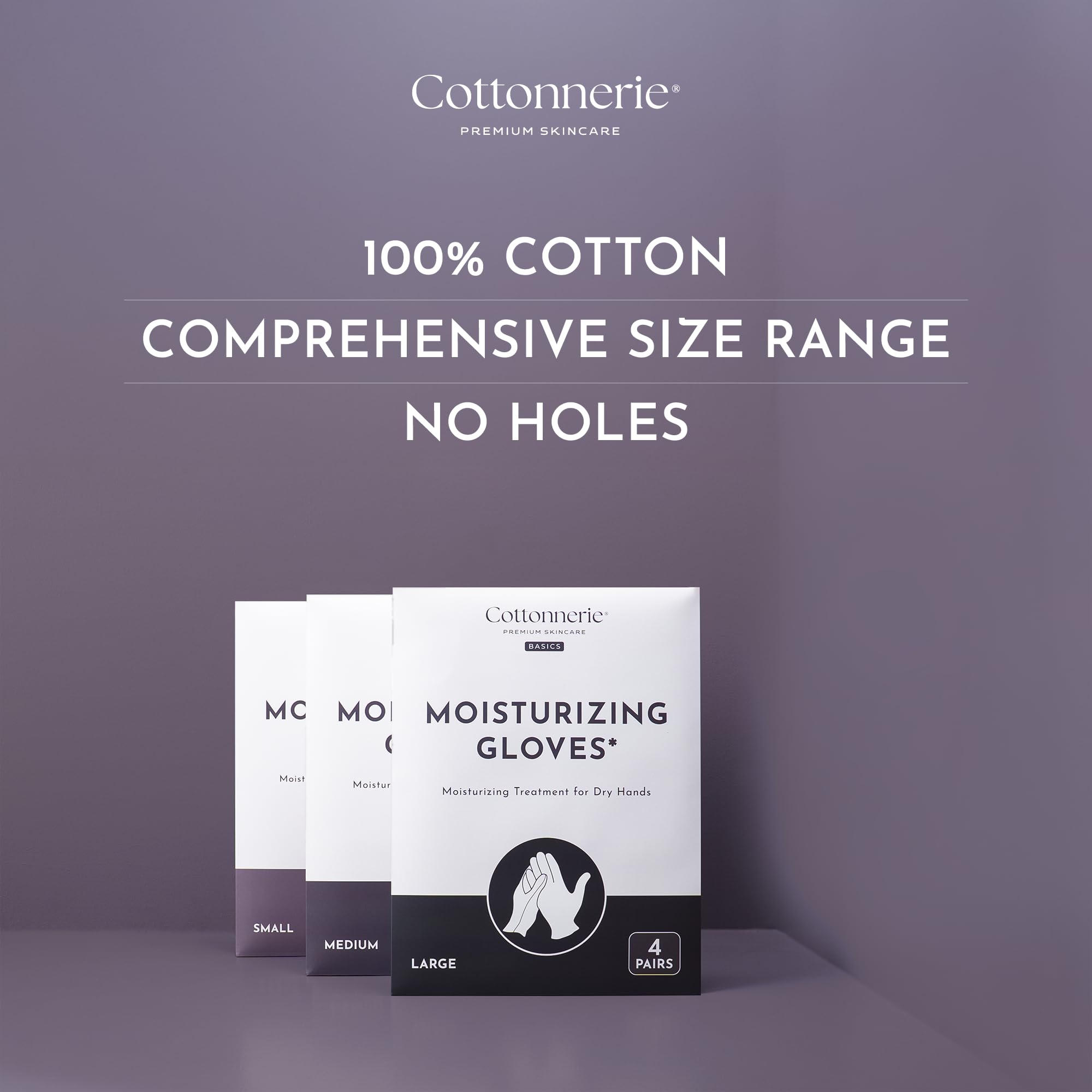 Cottonnerie Basics 4 Pairs Cotton Gloves for Dry Hands – Overnight Moisturizing