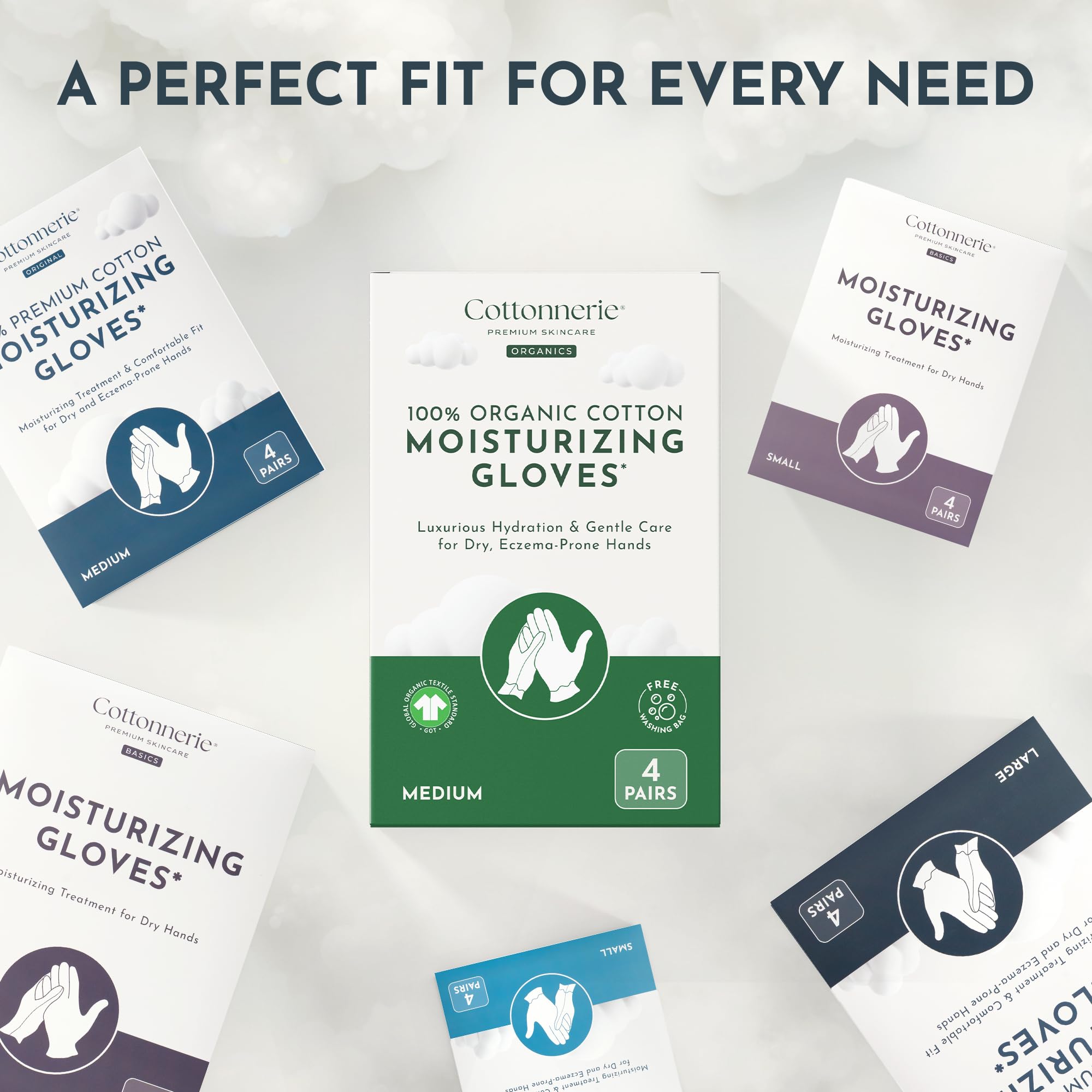 Cottonnerie 8 Pairs Cotton Gloves for Dry Hands – Overnight Moisturizing & Eczema-Friendly