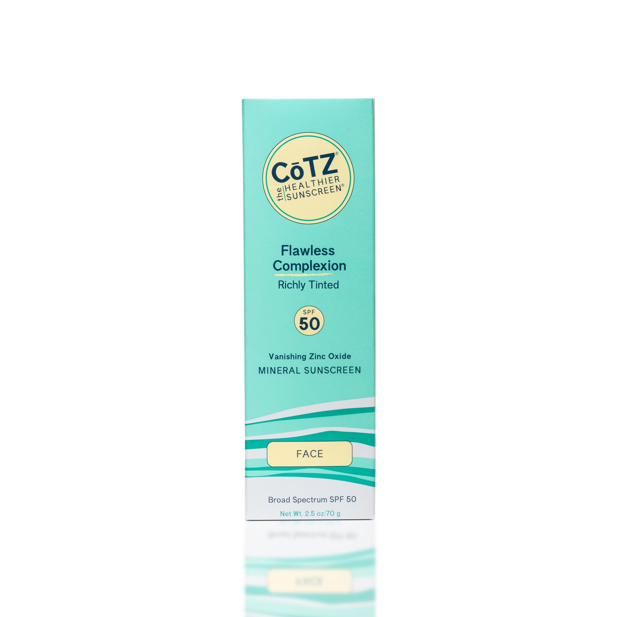 CoTZ Flawless Complexion: Richly Tinted Mineral Sunscreen SPF 50 for Medium–Dark Skin Tones | All Skin Types | 2.5oz