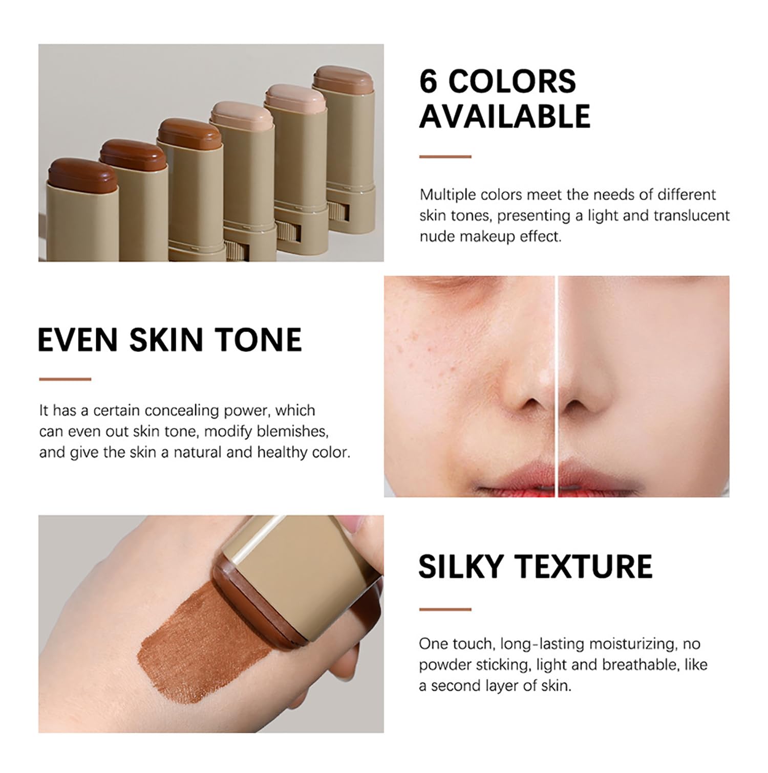 Covebalm Beauty Skin Tint & Foundation Stick — Buildable Coverage in 6 Shades (Vegan)