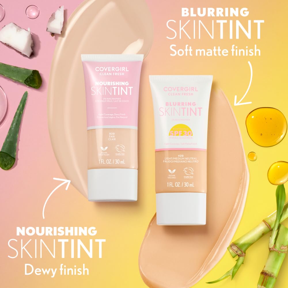 COVERGIRL Clean Fresh Blurring Skin Tint SPF 30 – Light Matte Foundation 410 Fair Neutral