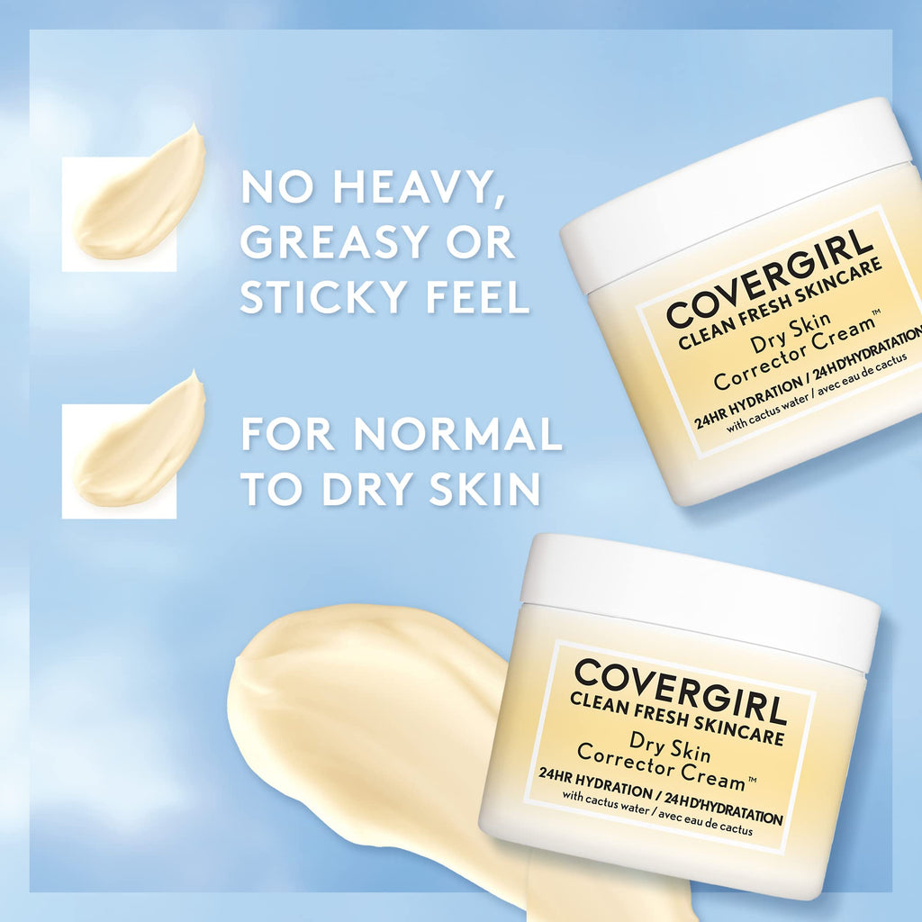 CoverGirl Clean Fresh Skincare Dry Skin Corrector Cream – 24HR Hydration, 100% Vegan, Pack of 2