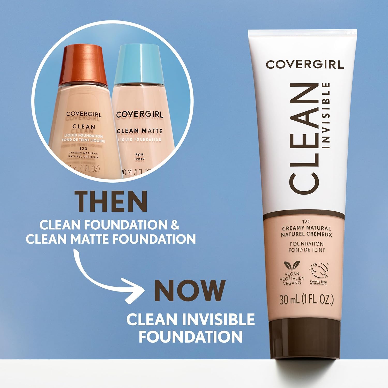 COVERGIRL Clean Liquid Foundation 148 Perfect Beige | Lightweight, Breathable Coverage