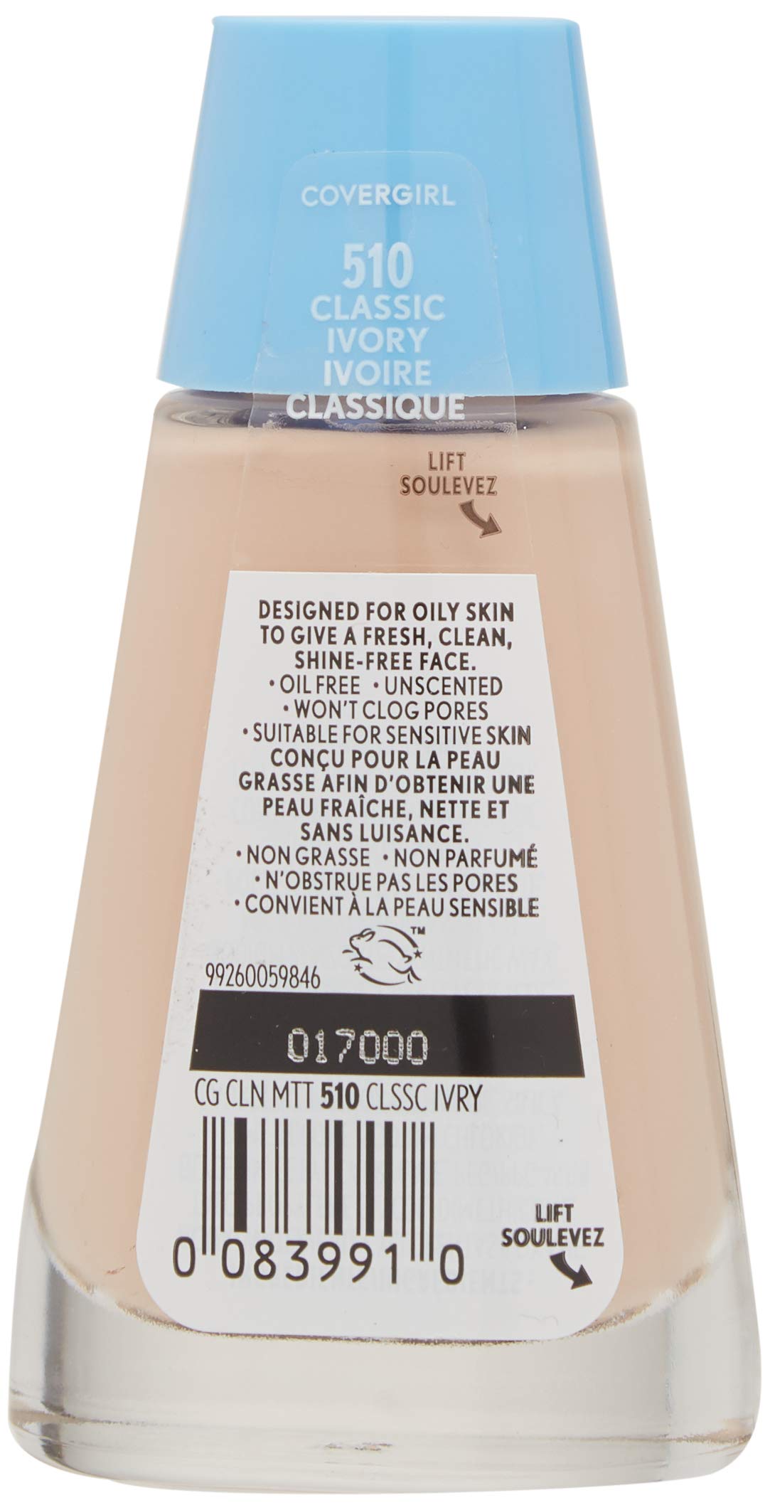 CoverGirl Clean Oil Control Matte Liquid Makeup – Classic Ivory (W) 510, Pack of 2