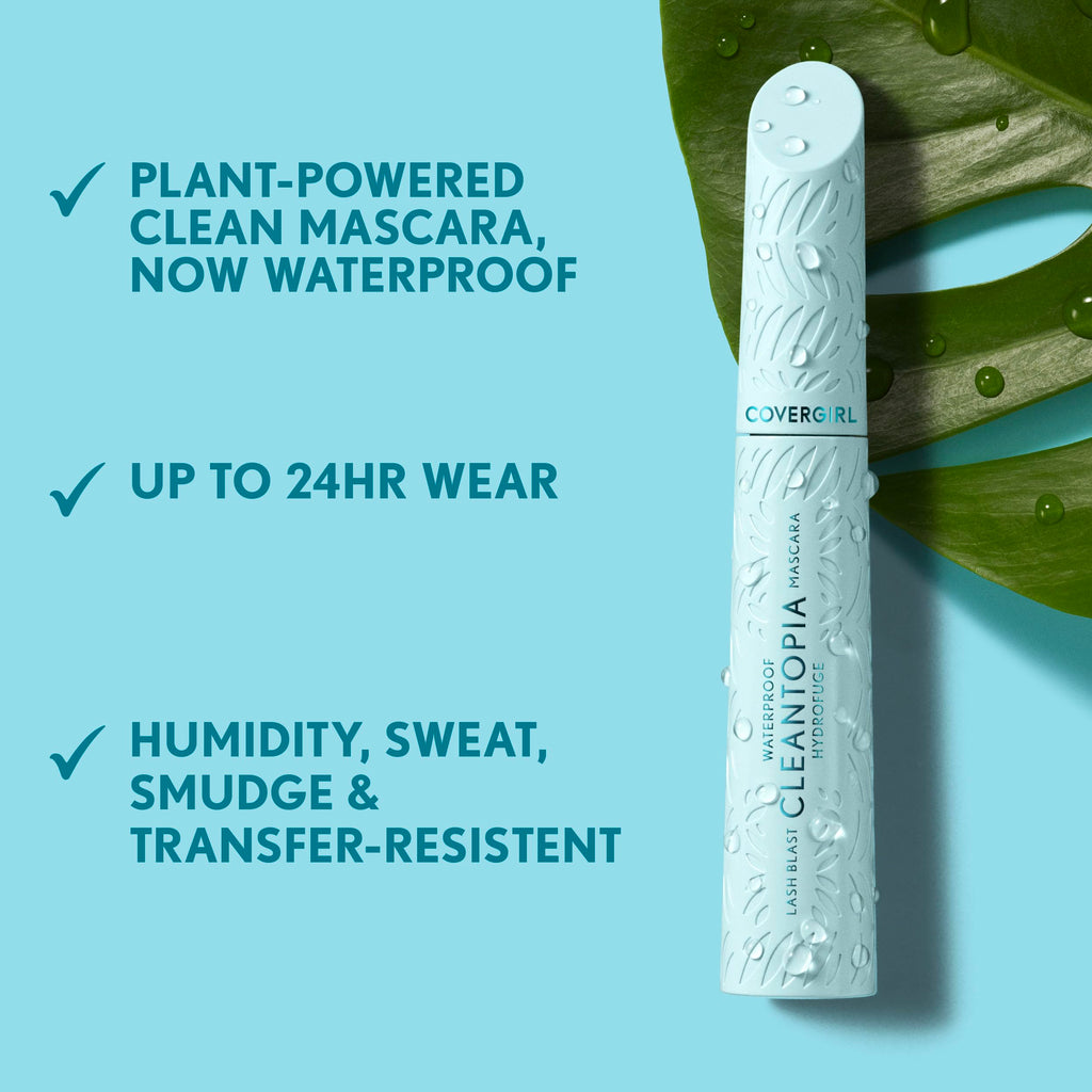 CoverGirl Lash Blast Cleantopia Waterproof Mascara – Volumizing, Transfer-Proof, Aloe Leaf Extract & Vitamin E