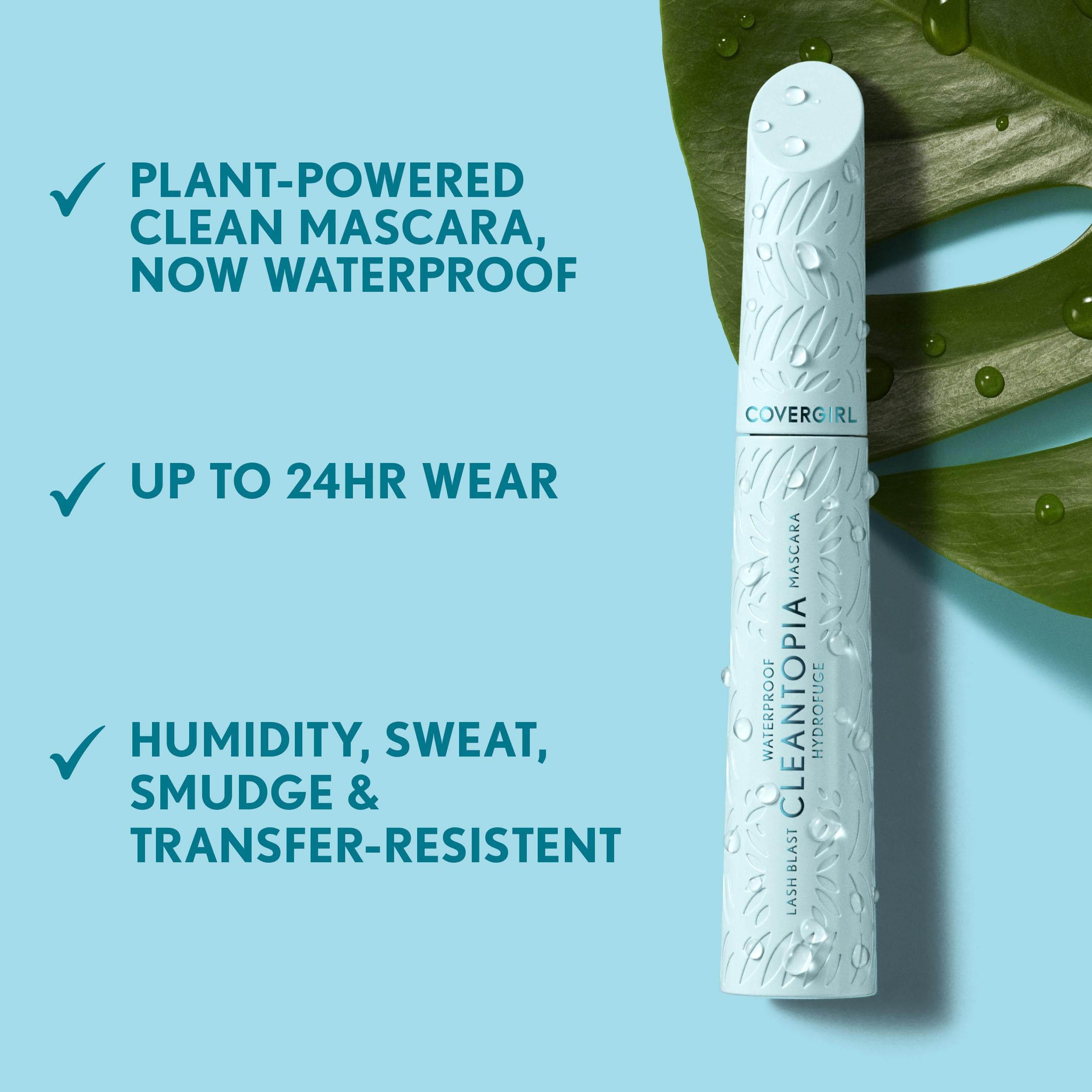 CoverGirl Lash Blast Cleantopia Waterproof Mascara – Volumizing, Transfer-Proof, Aloe Leaf Extract & Vitamin E