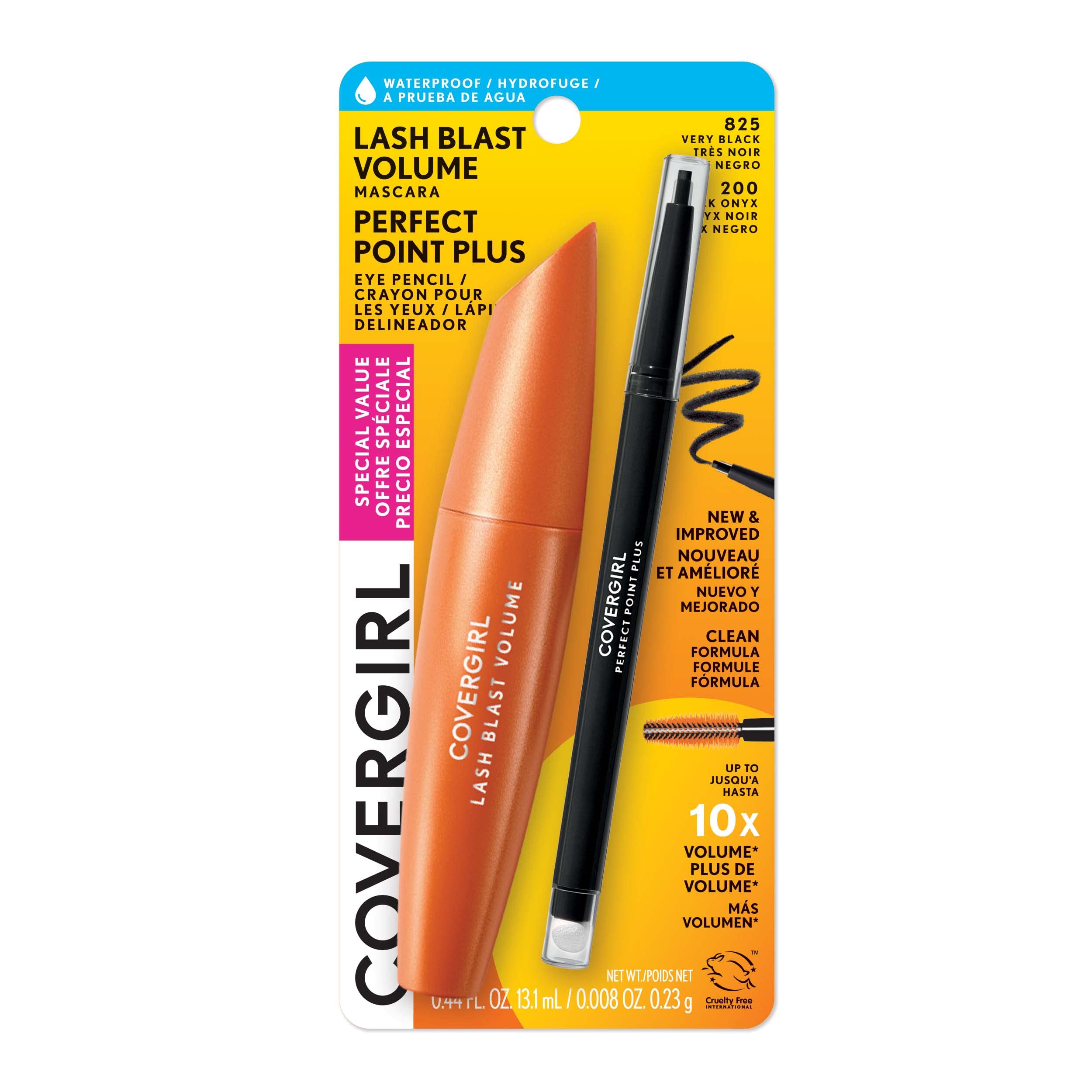 CoverGirl Lash Blast Volume Waterproof Mascara & Perfect Point Plus Eyeliner Pencil Twin Pack – Very Black Onyx