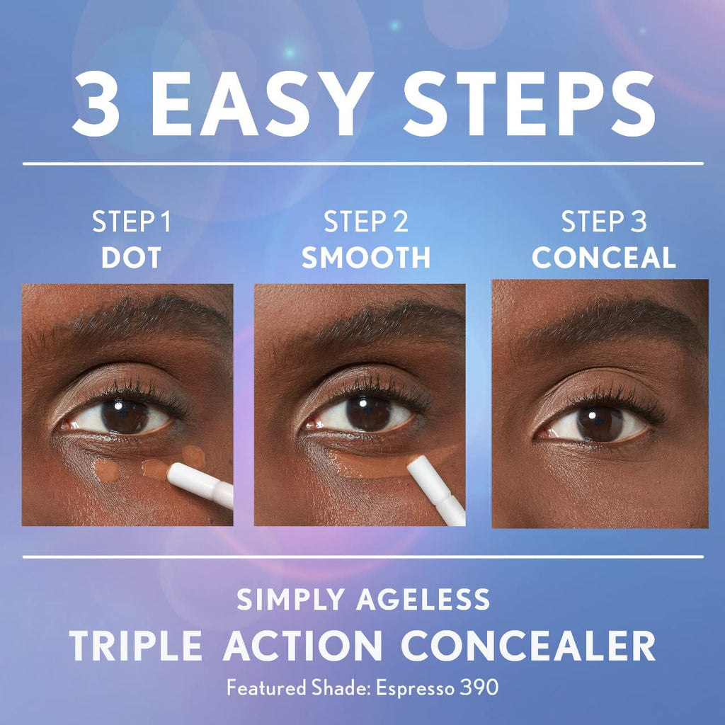 COVERGIRL Simply Ageless Triple Action Concealer – Warm Beige | Hydrating, Lightweight Under-Eye Coverage