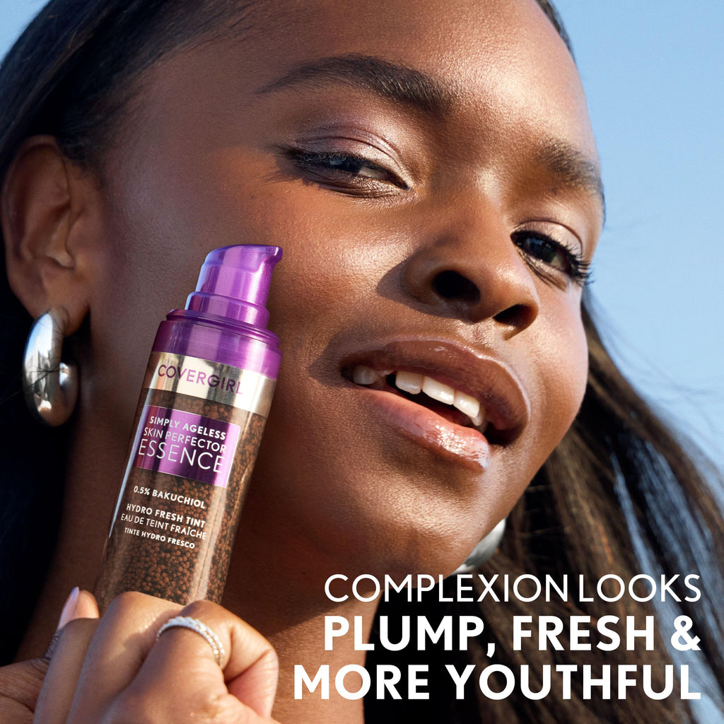 CoverGirl Simply Ageless Skin Perfector Essence Foundation, 20 Light – Vegan Tinted Skincare Makeup Hybrid, 1.0oz