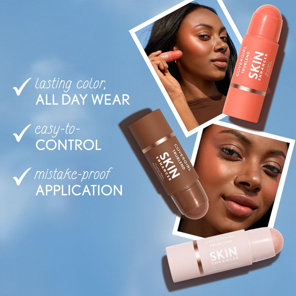 CoverGirl Trublend Skin Enhancer Highlighter Balm Stick Moonlight – Vegan, Easy Glide, 0.21oz