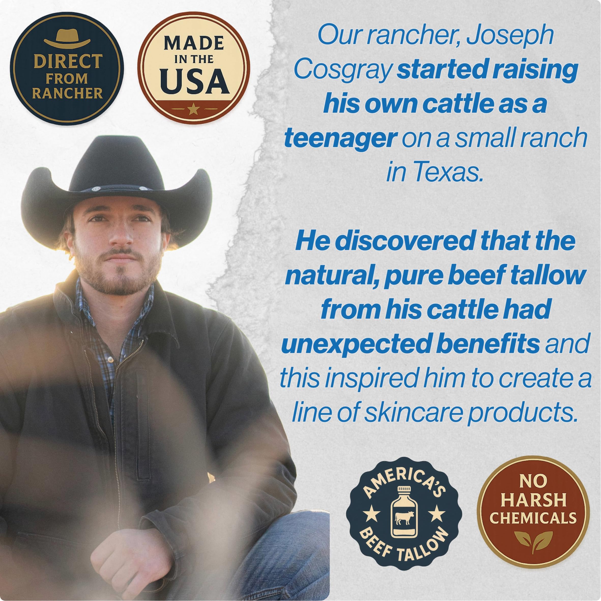 COW GUYS Original Tallow Balm for Face | Grass-Fed Beef Tallow Skincare