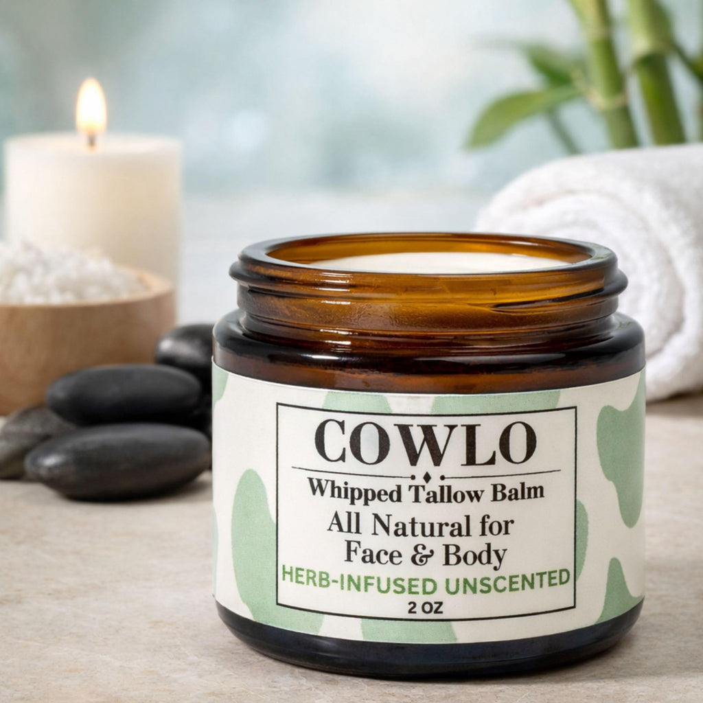 Cowlo Whipped Tallow Balm & Body Butter – Grass-Fed, Calendula & Frankincense, 2 oz