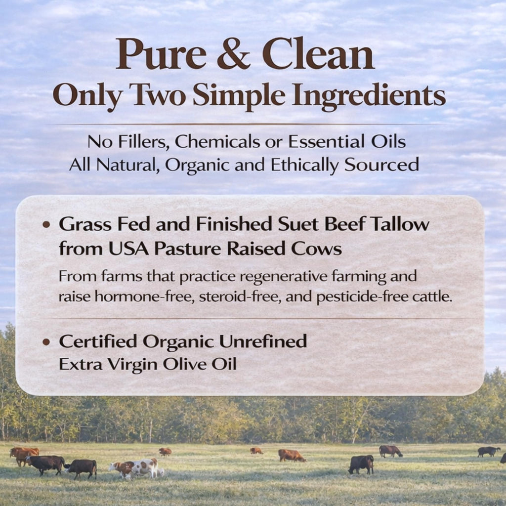 Cowlo Whipped Beef Tallow for Skin – 100% Grass-Fed Tallow Moisturizer, Unscented Face & Body, 2oz