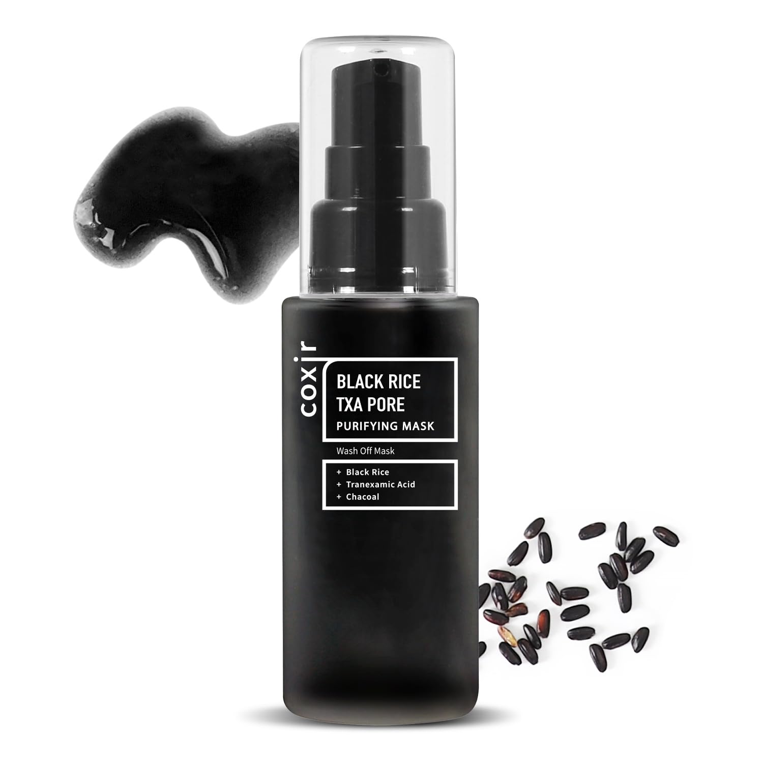 Coxir TXA Black Rice Pore Mask – 3-in-1 Wash-Off Serum for Pore Purification, Hydration & Tone | Vegan K-Beauty 50ml